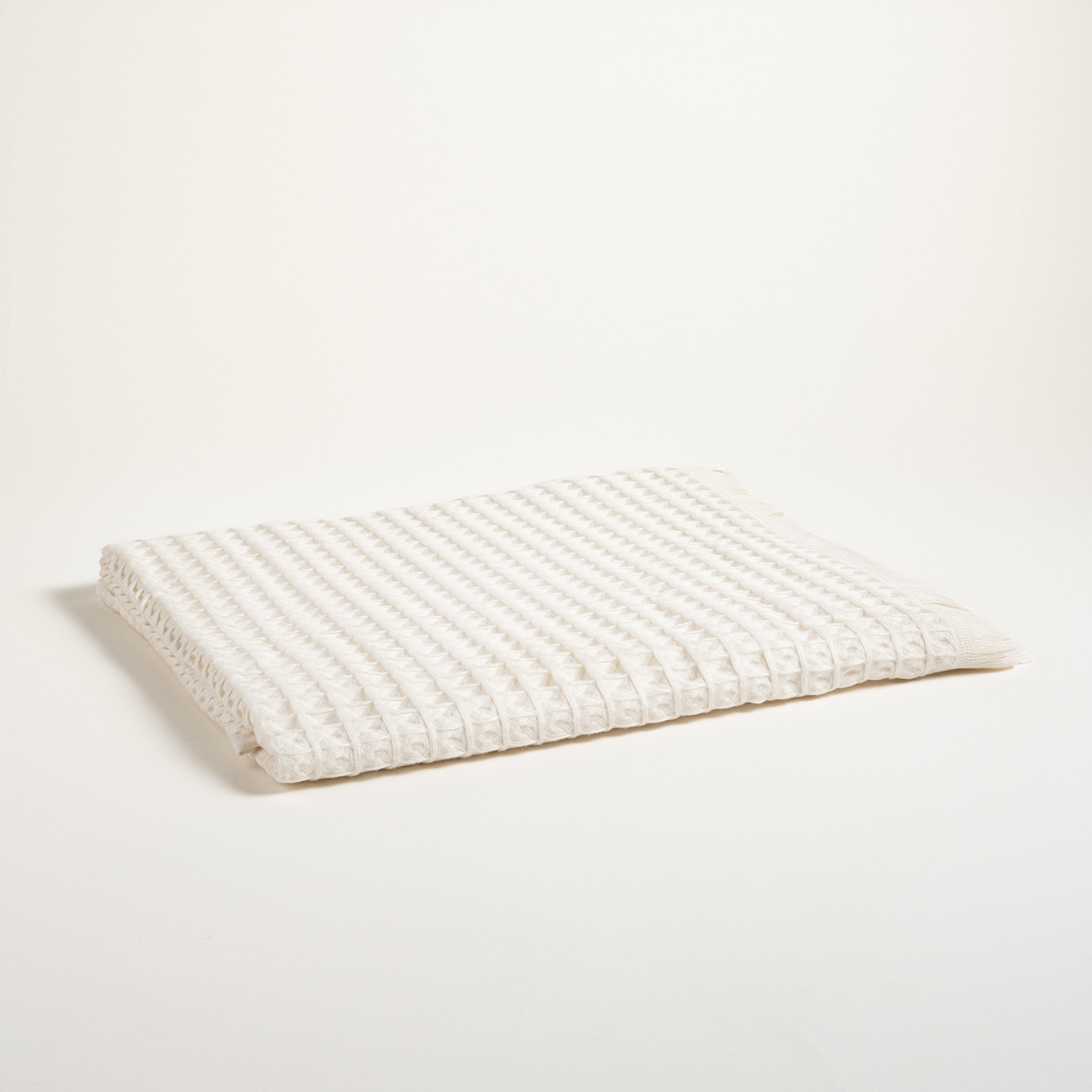 Solıd Waffle Pamuk Pamuklu Banyo Havlusu 90x150 Cm Ekru