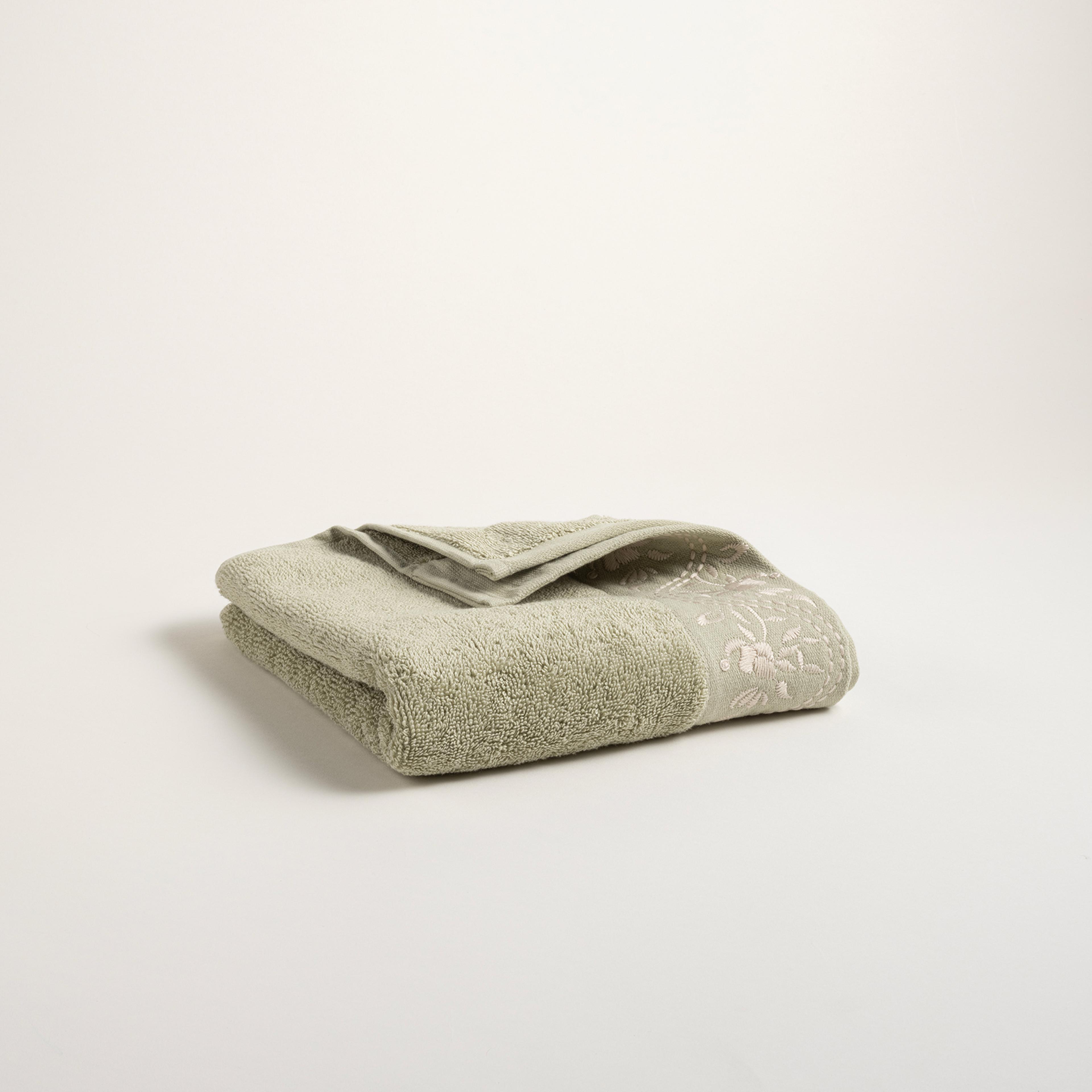 Ornaz Nakışlı Pamuk %100 Pamuk Yüz Havlusu 50x90 Cm Yeşil