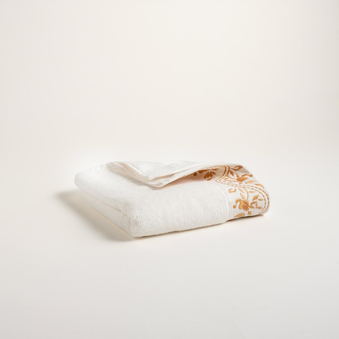 Ornaz Nakışlı Pamuk %100 Pamuk Yüz Havlusu 50x90 Cm Ekru