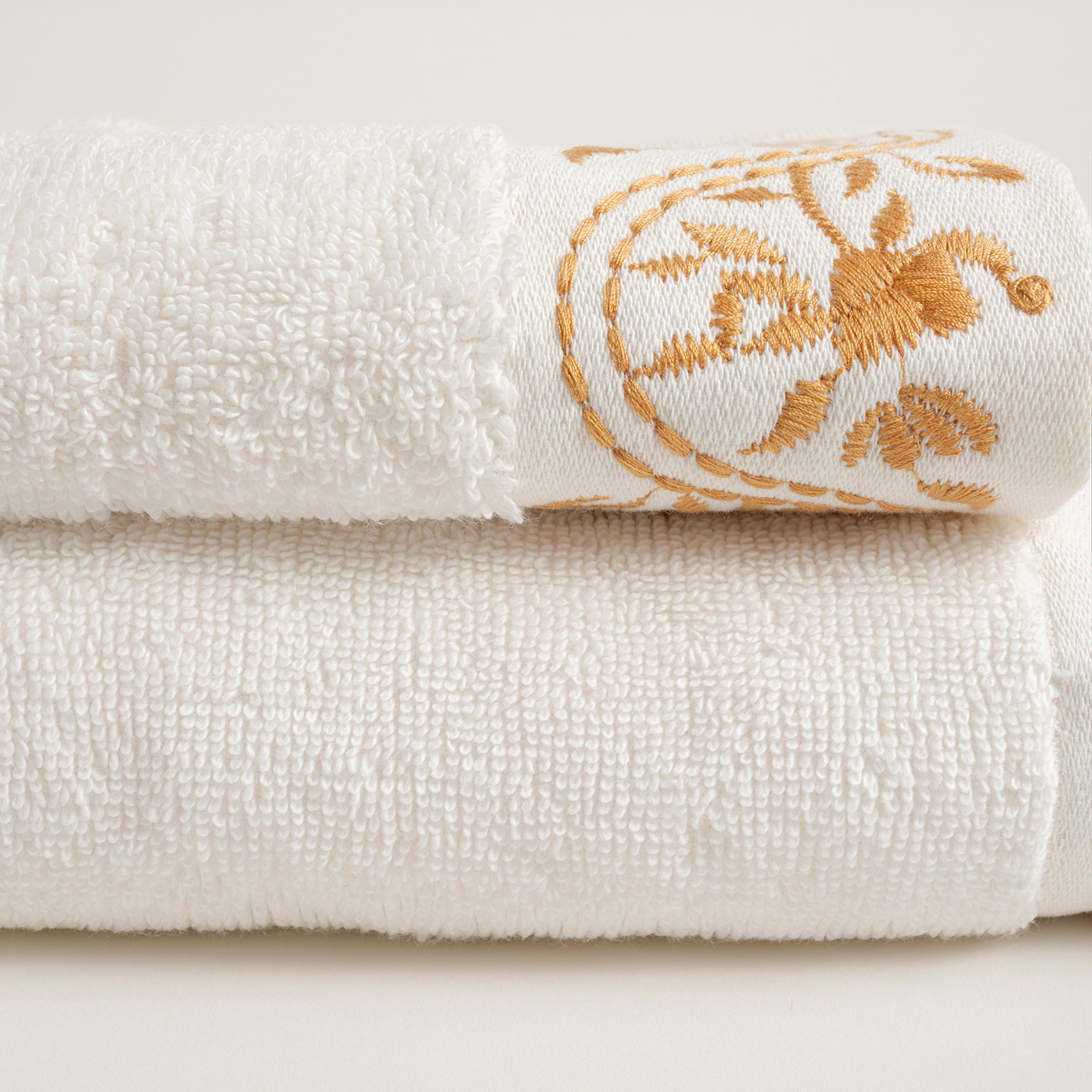 Ornaz Nakışlı Pamuk %100 Pamuk Yüz Havlusu 50x90 Cm Ekru