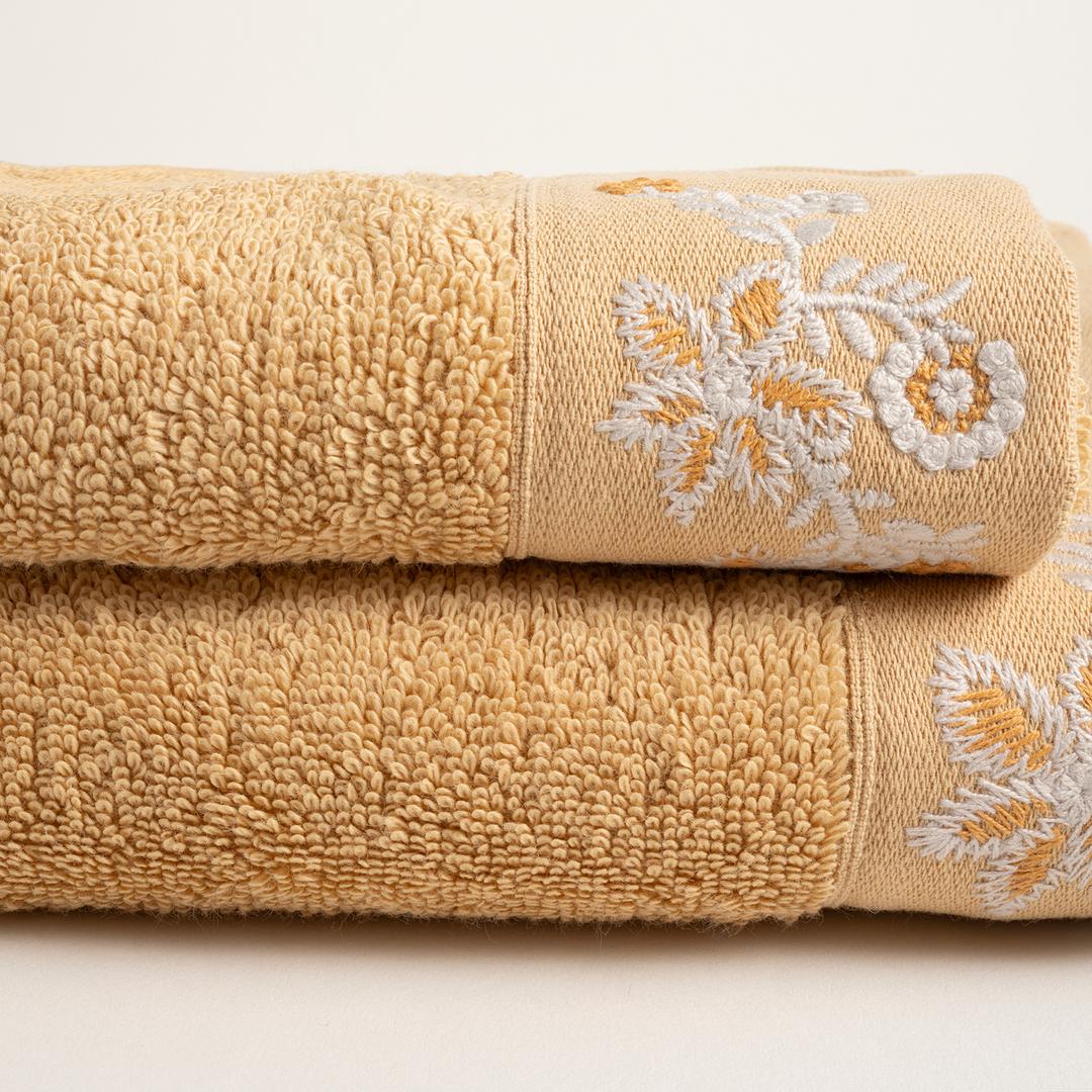 Ornaz Nakışlı Pamuk %100 Pamuk Yüz Havlusu 50x90 Cm Sarı
