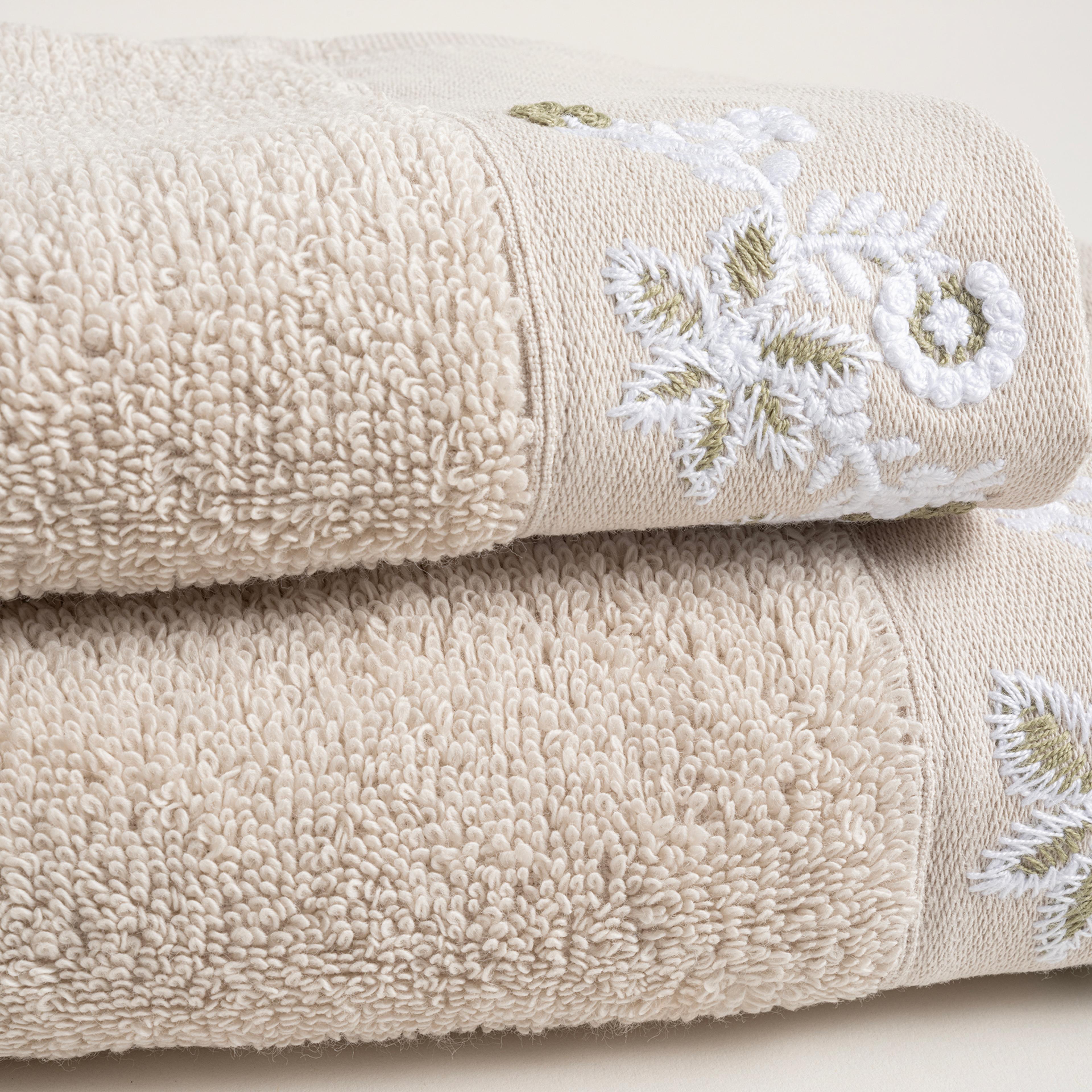 Ornaz Nakışlı Pamuk %100 Pamuk Yüz Havlusu 50x90 Cm Krem