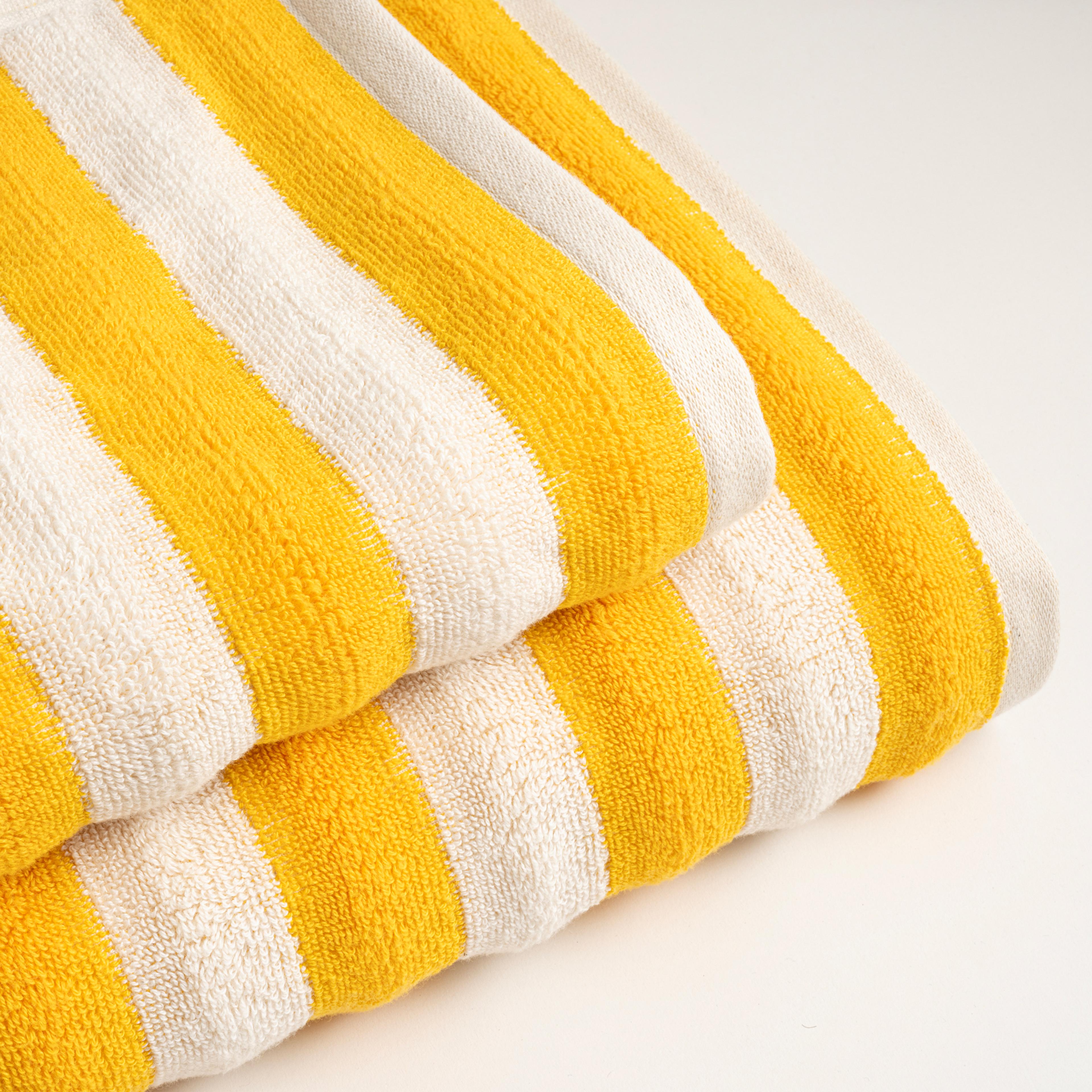 Ornaz İplik Boyalı Çizgili Pamuk %100 Pamuk Yüz Havlusu 50x90 Cm Natürel - Sarı