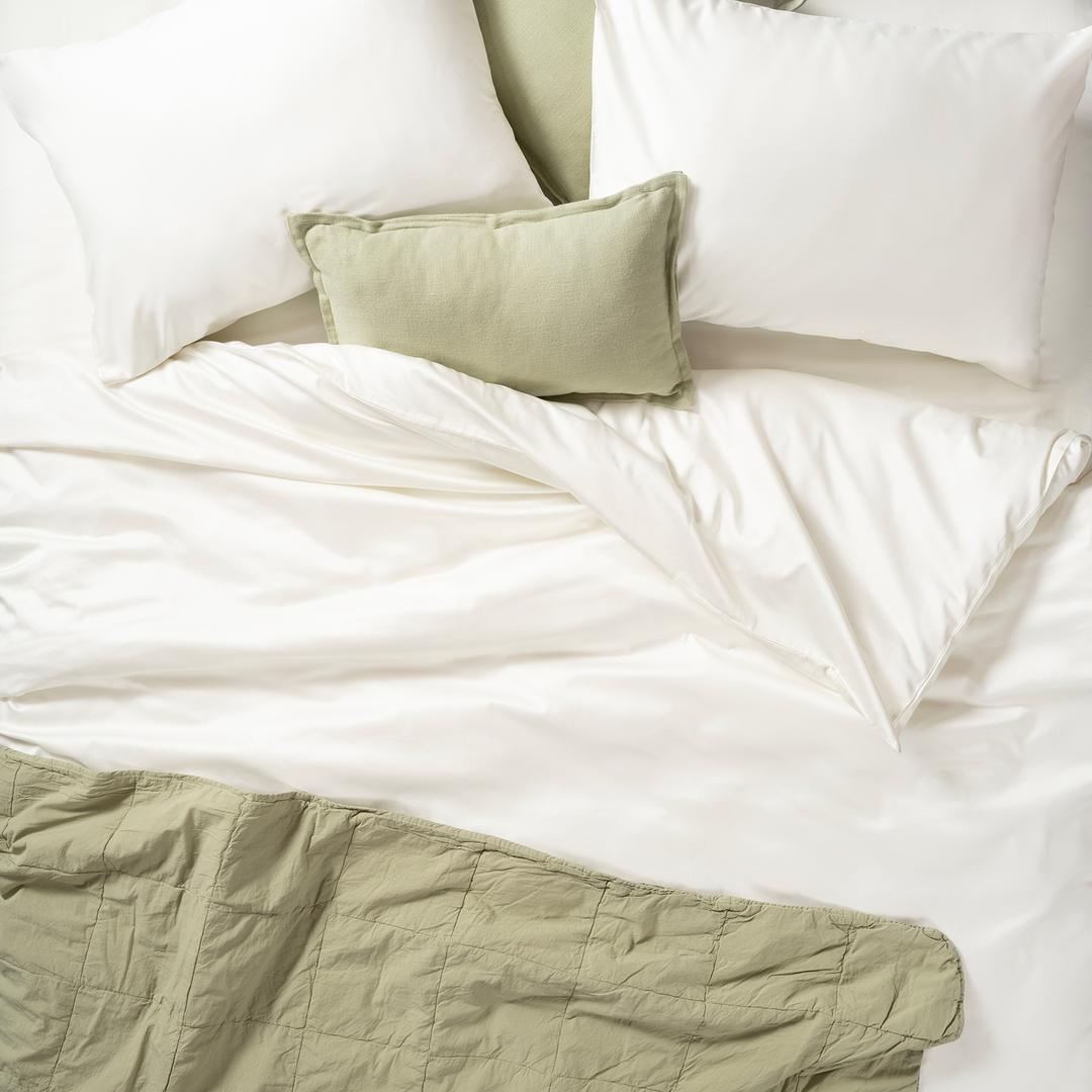 Solıd 300 Tc Çift Kişilik Pamuk Saten %100 Pamuk Saten Nevresim Seti 200x220 Cm Ekru