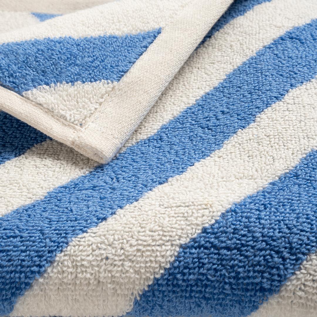 Ornaz İplik Boyalı Verevli Pamuk %100 Pamuk Yüz Havlusu 50x90 Cm Natural - Mavi