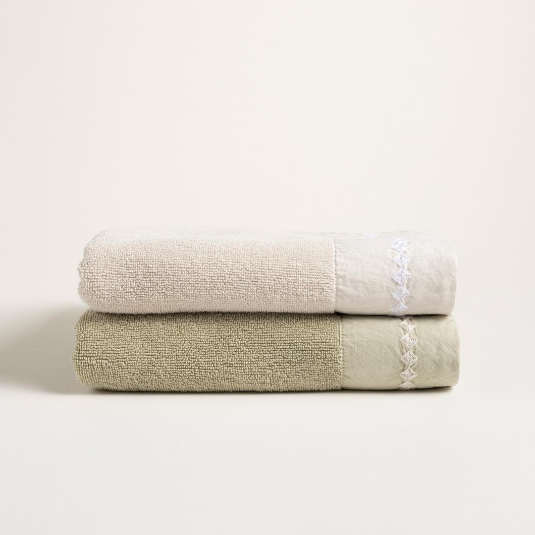 Faro Nakışlı Pamuk %100 Pamuk Yüz Havlusu 50x90 Cm Yeşil