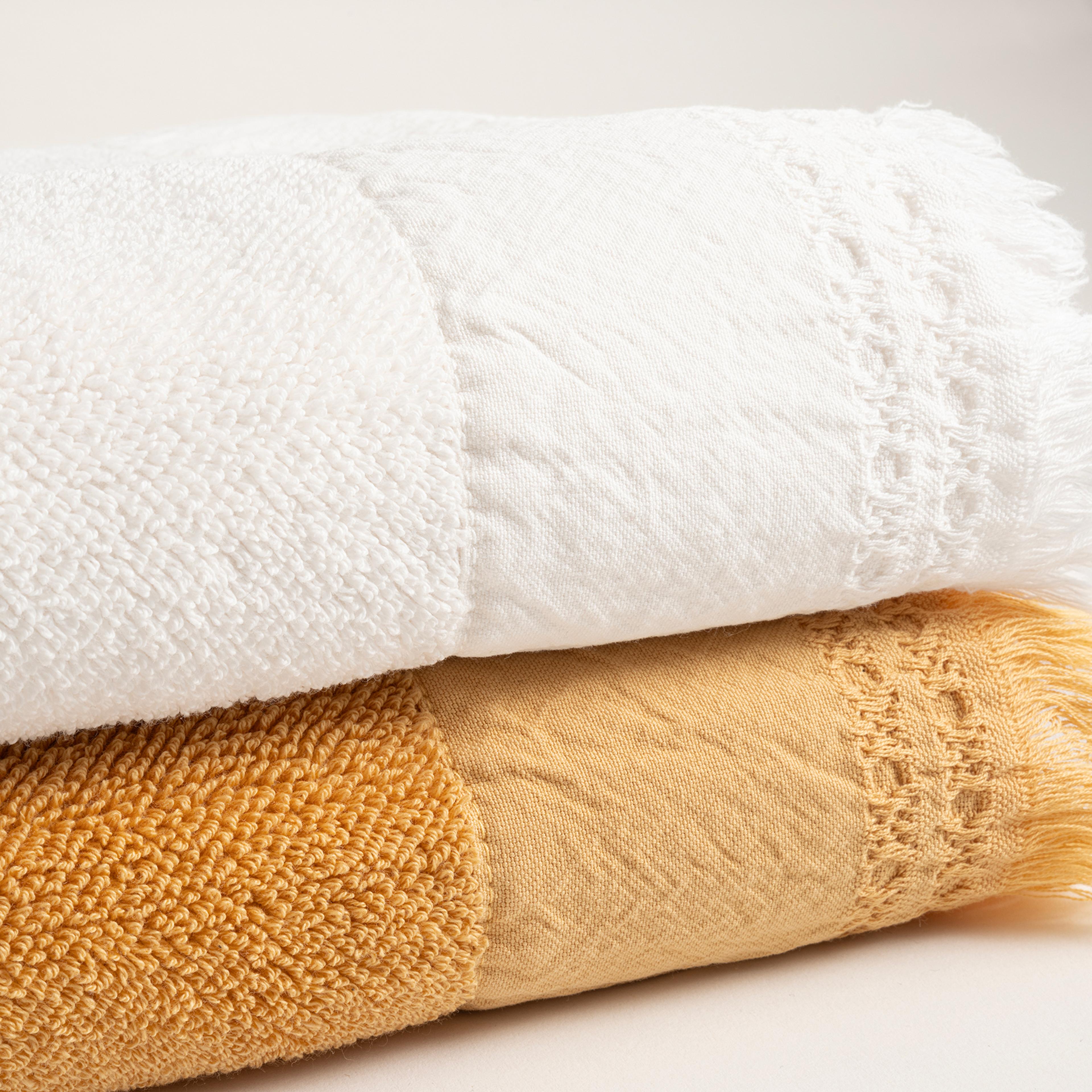 Faro Jakarlı Pamuk %100 Pamuk Yüz Havlusu 50x90 Cm Sarı