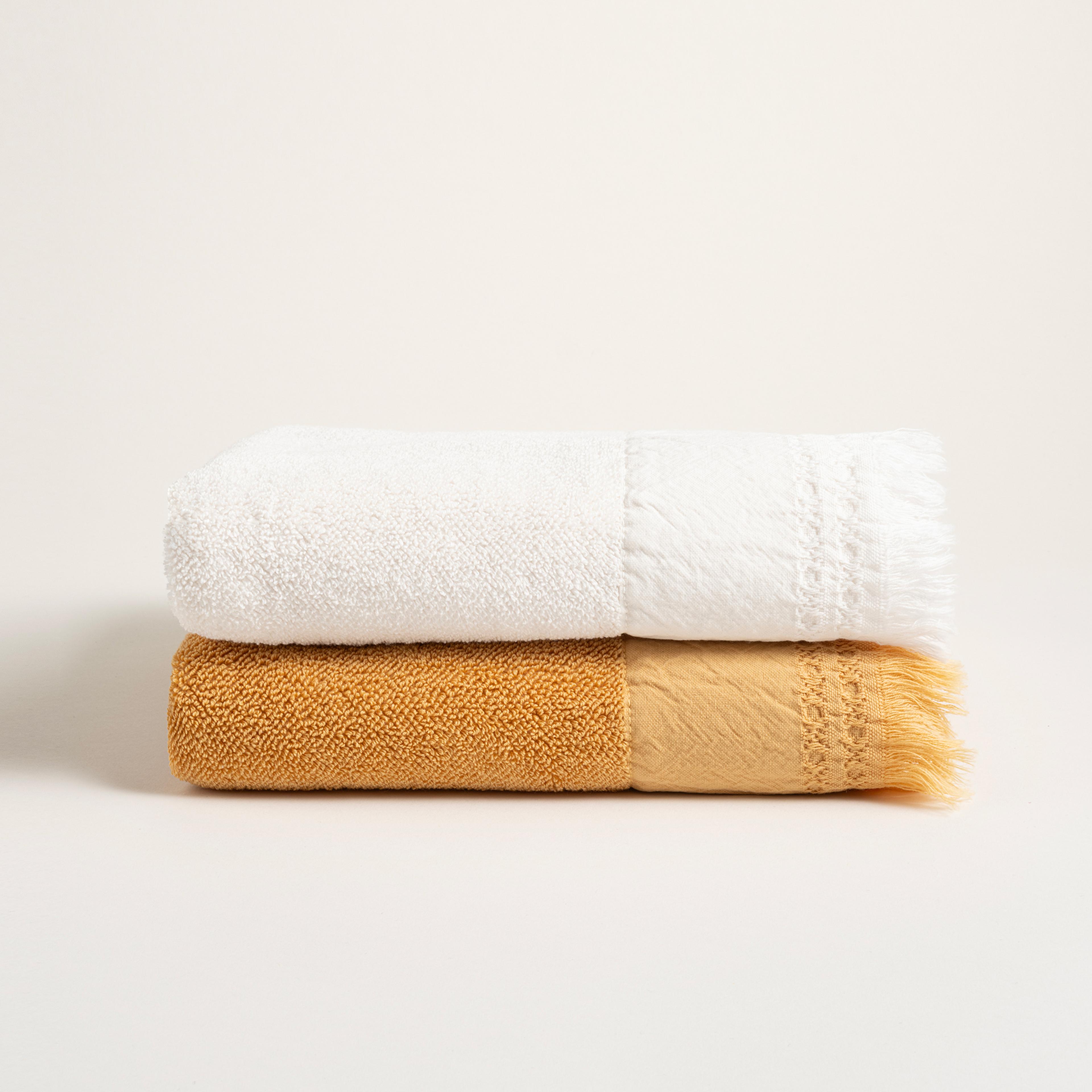 Faro Jakarlı Pamuk %100 Pamuk Yüz Havlusu 50x90 Cm Sarı