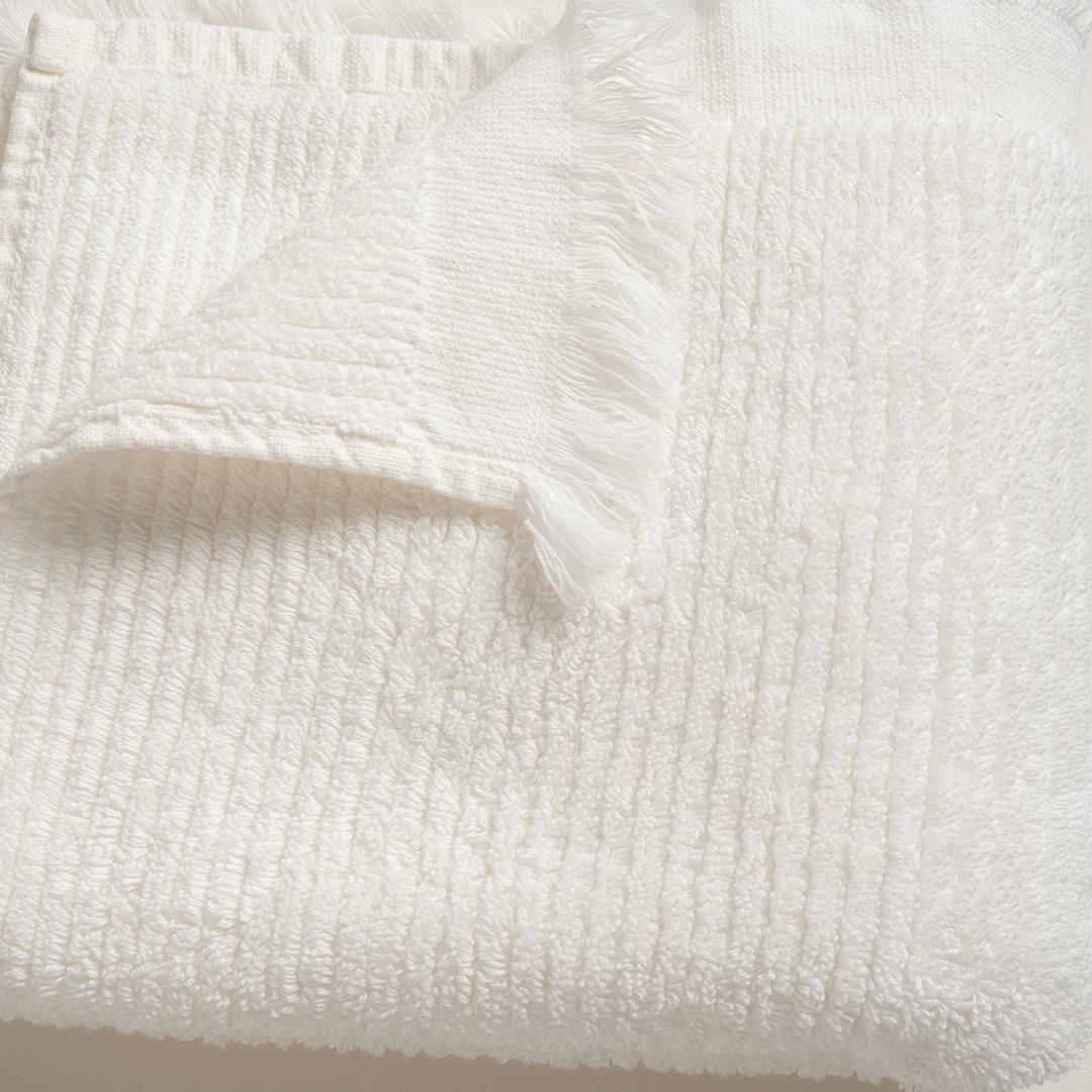 Faro Kenar Saçaklı Pamuk %100 Pamuk Yüz Havlusu 50x90 Cm Ekru