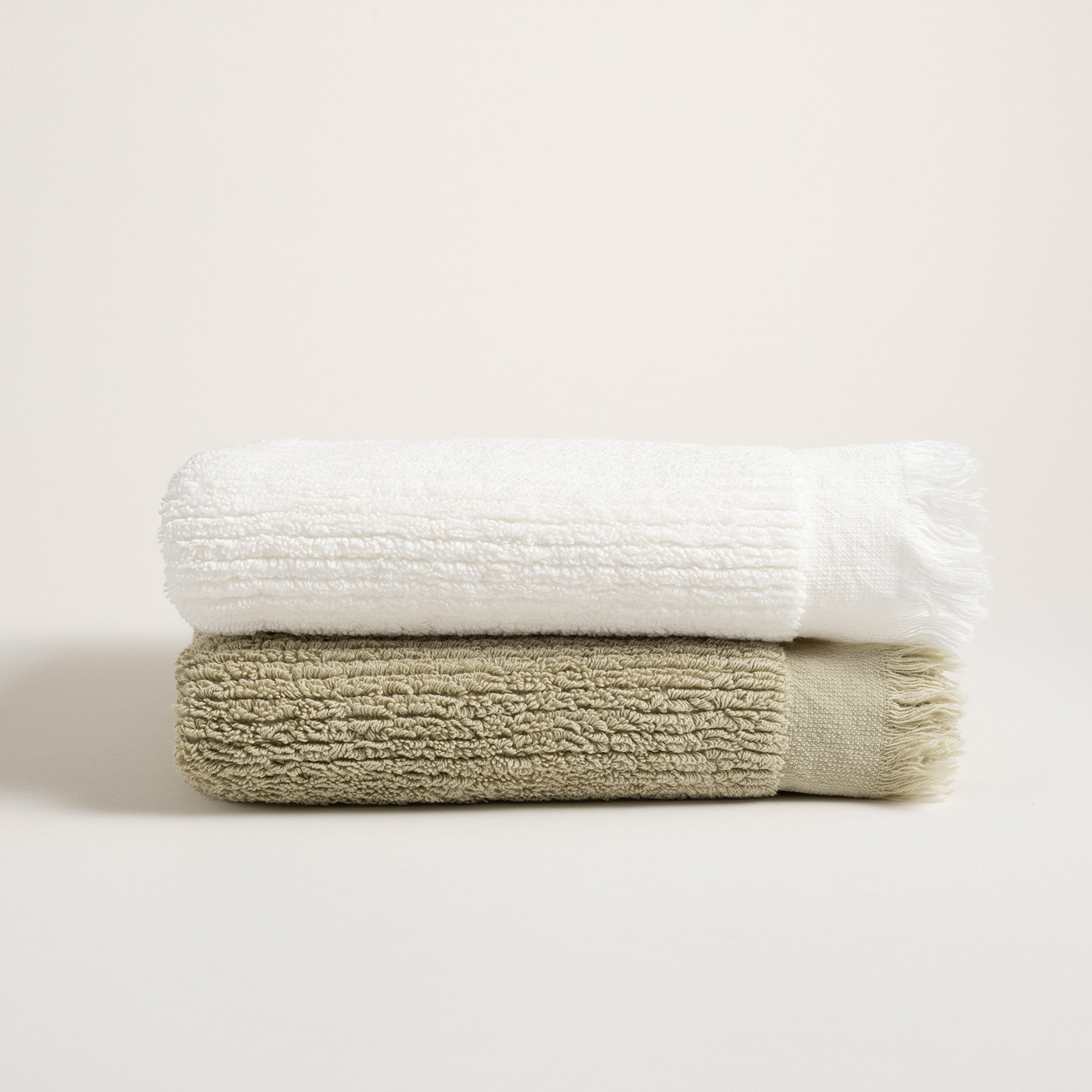 Faro Kenar Saçaklı Pamuk %100 Pamuk Yüz Havlusu 50x90 Cm Ekru