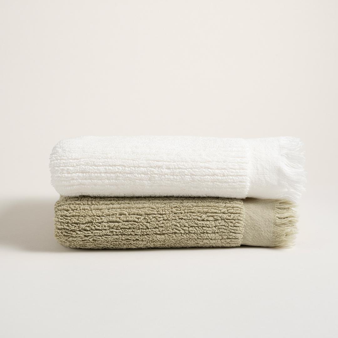 Faro Kenar Saçaklı Pamuk %100 Pamuk Yüz Havlusu 50x90 Cm Yeşil