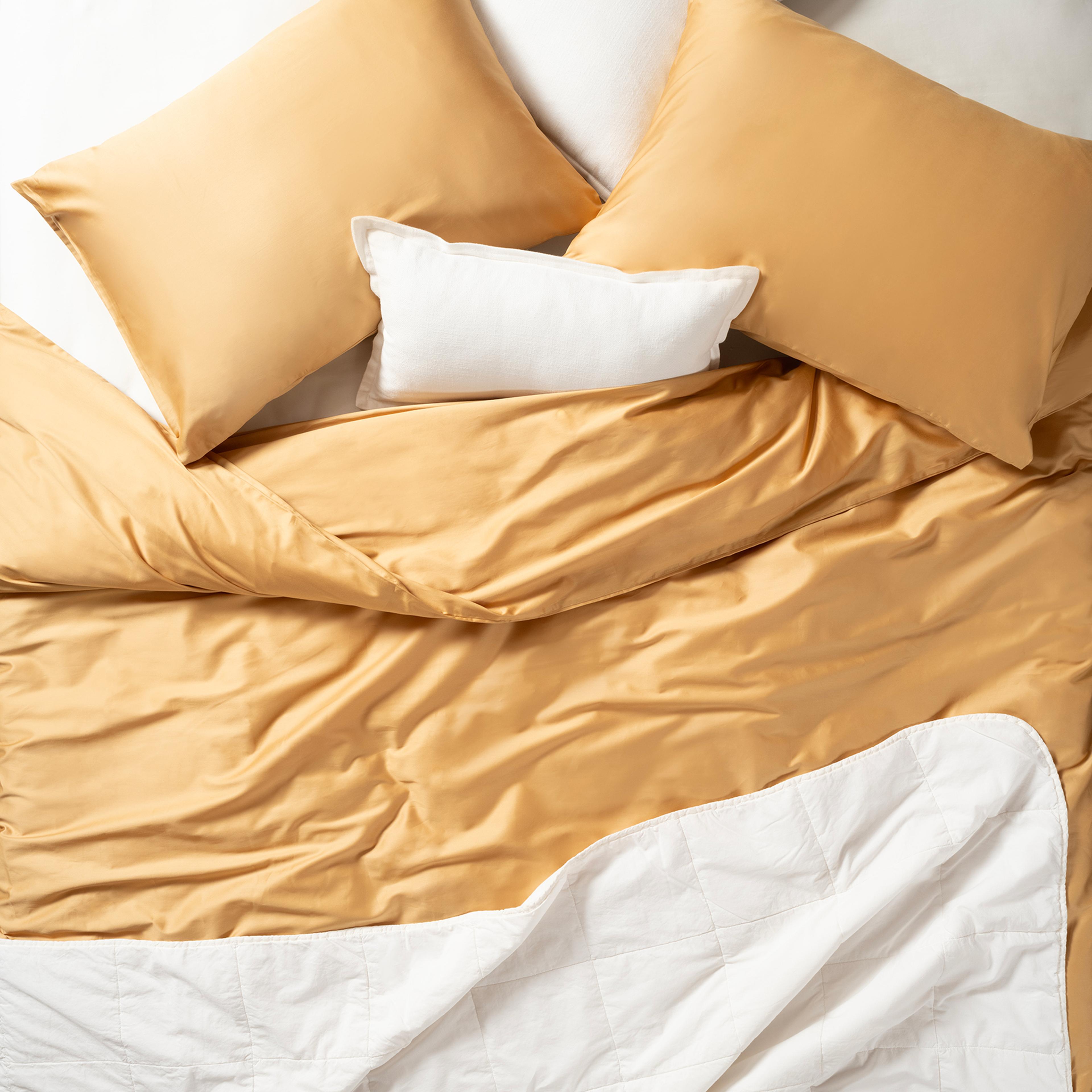 Solıd 300 Tc Kıng Sıze Pamuk %100 Pamuk Saten Nevresim Seti 240x220 Cm Sarı