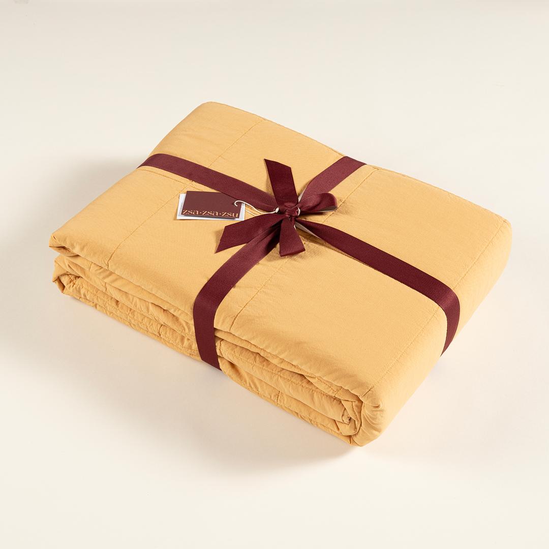 Solıd Kapitoneli Tek Kişilik Pamuk %100 Pamuk Yatak Örtüsü 160x220 Cm Sarı