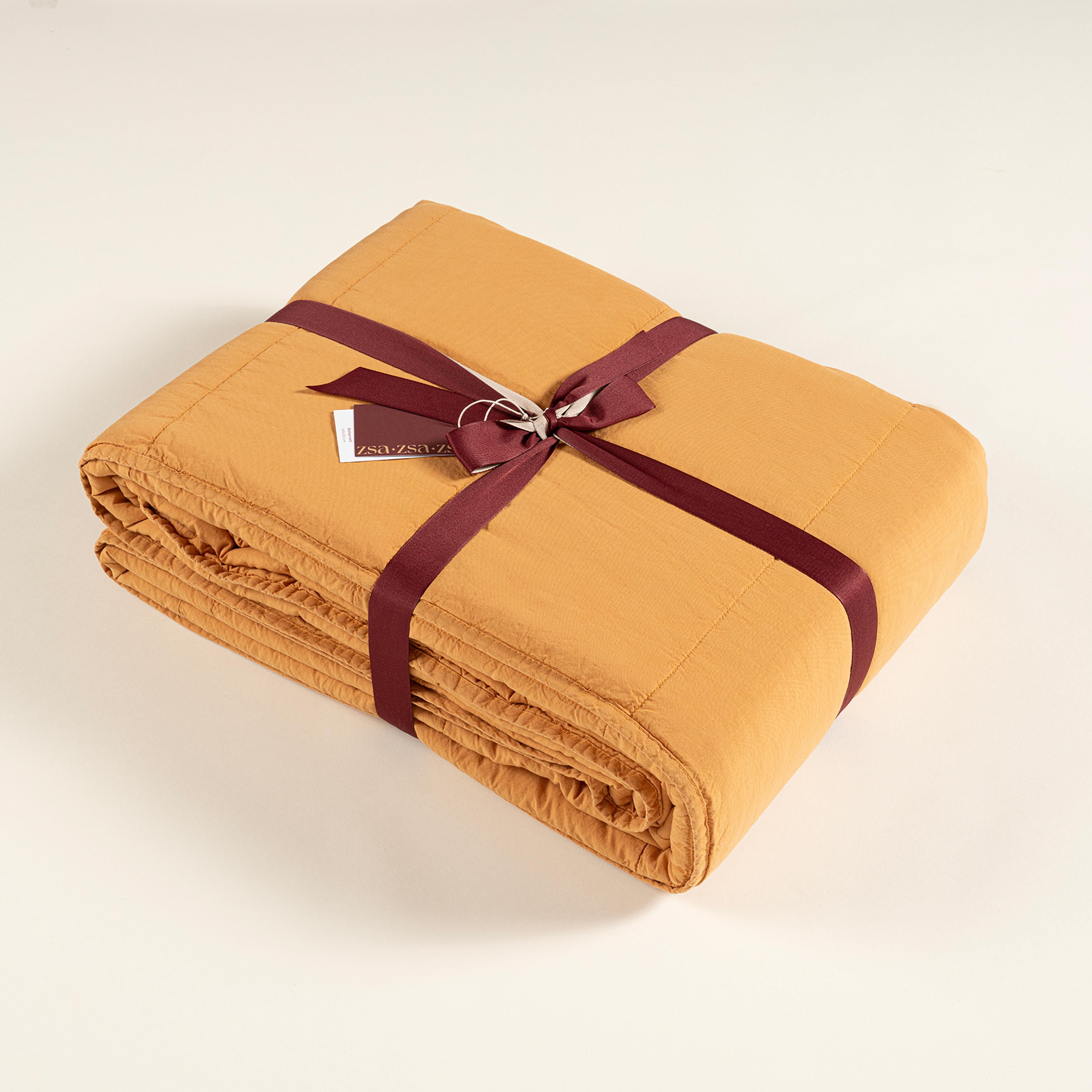 Solıd Kapitoneli Çift Kişilik Pamuk %100 Pamuk Yatak Örtüsü 240x260 Cm Tarçın