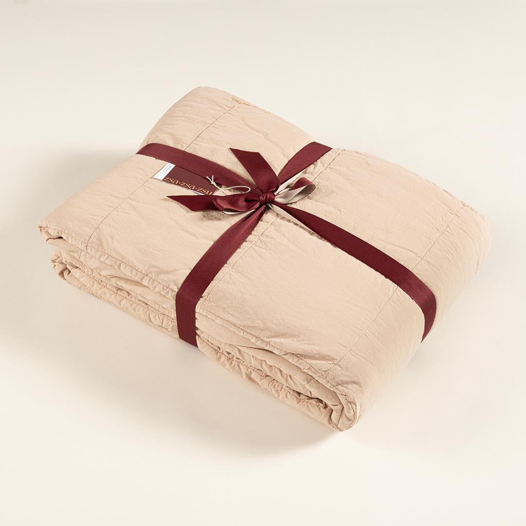 Solıd Kapitoneli Çift Kişilik Pamuk %100 Pamuk Yatak Örtüsü 240x260 Cm Kum Rengı