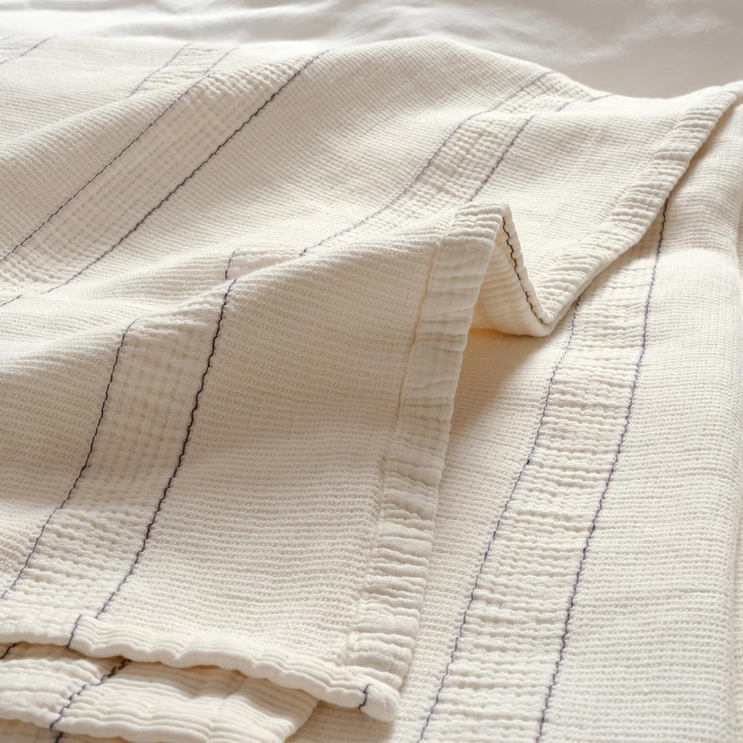 Faro İplik Boyalı Tek Kişilik Pamuk %100 Pamuk Yatak Örtüsü 160x240 Cm Beyaz - Lacıvert