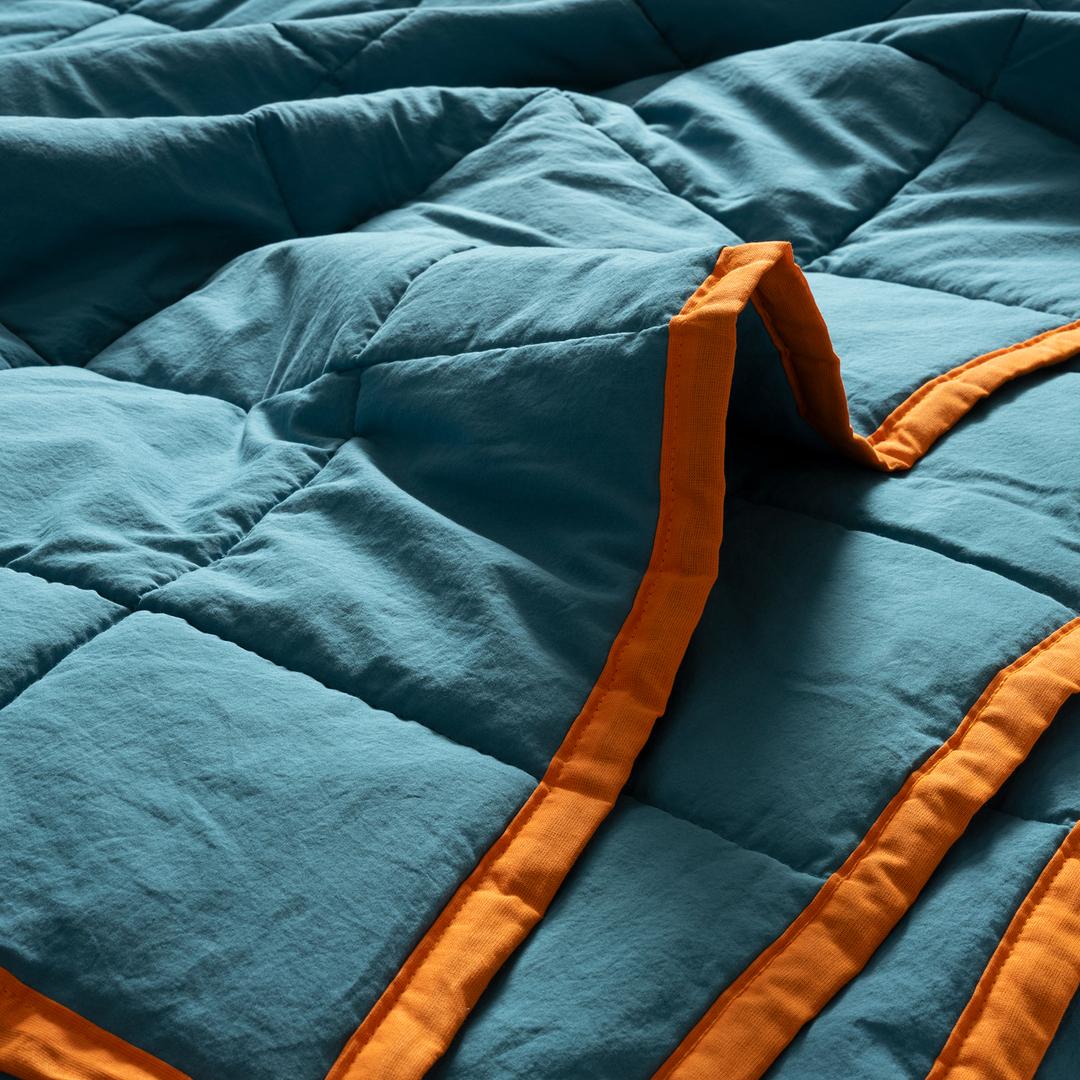 Faro Kapitoneli Tek Kişilik Pamuk %100 Pamuk Yatak Örtüsü 160x220 Cm Yeşil - Turuncu