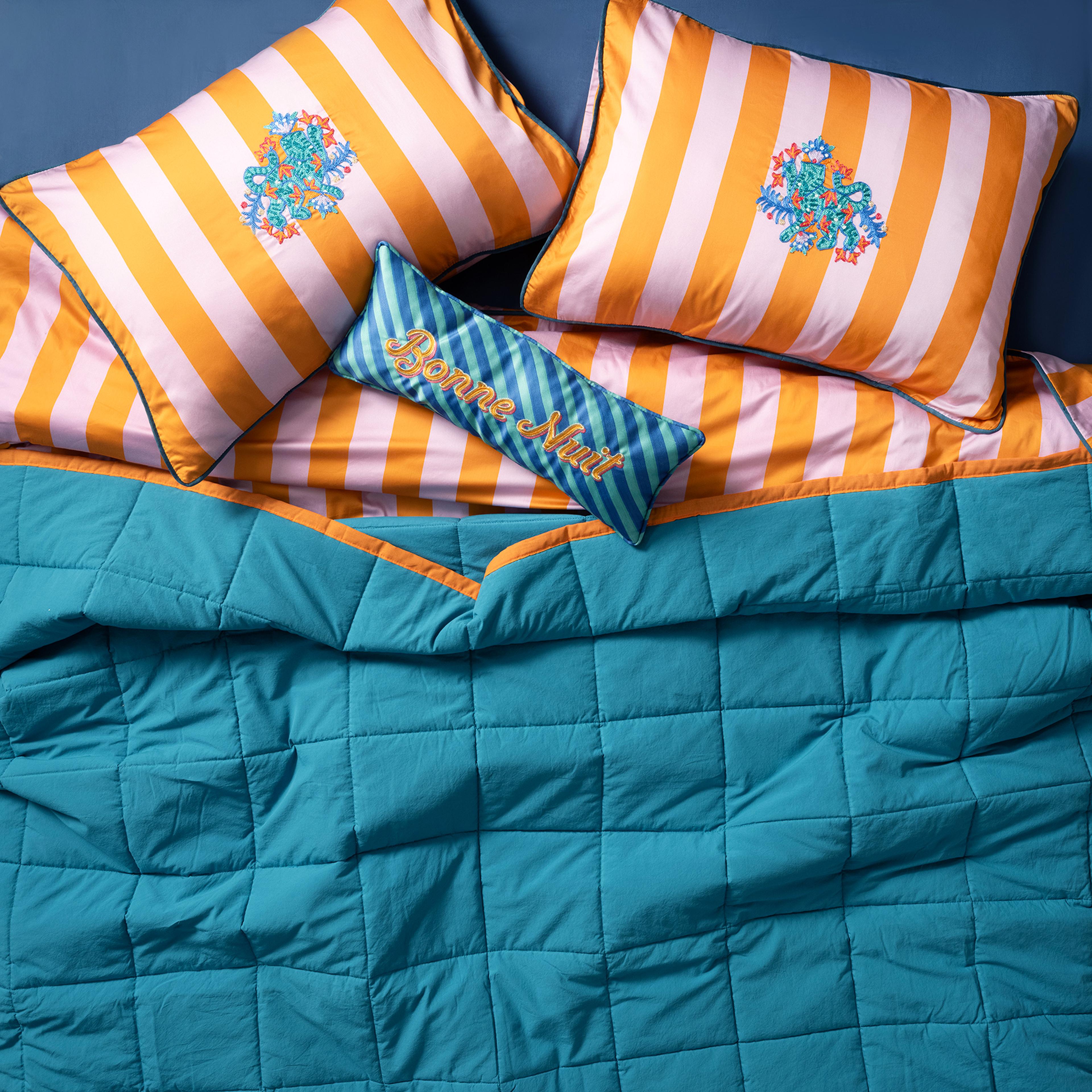 Faro Kapitoneli Kıng Sıze Pamuk %100 Pamuk Yatak Örtüsü 240x220 Cm Yeşil - Turuncu