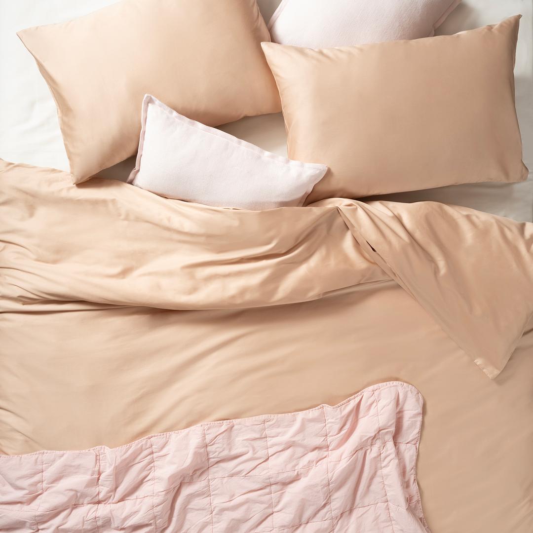 Solıd 300 Tc Kıng Sıze Pamuk %100 Pamuk Saten Nevresim Seti 240x220 Cm Kum Rengı