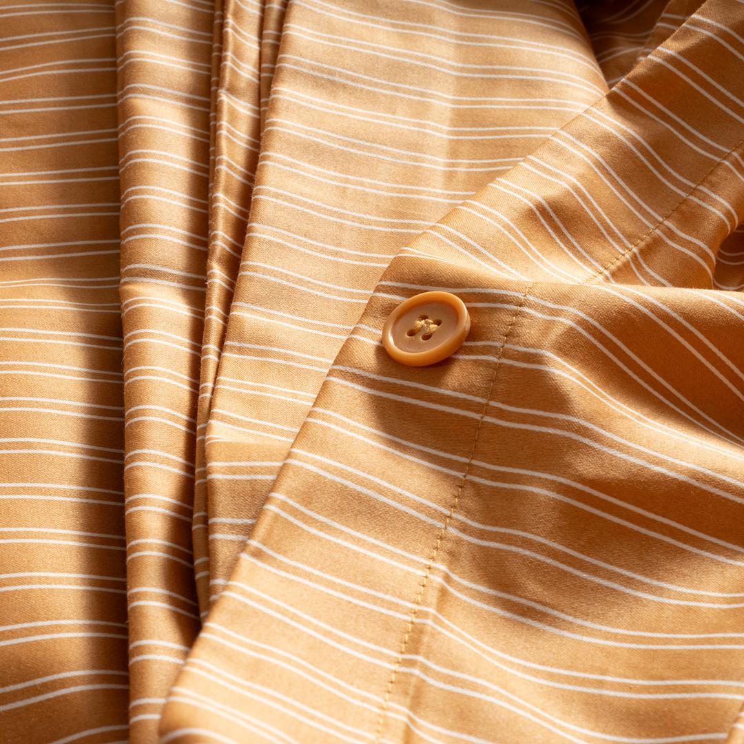 Solıd 300 Tc Çizgili Tek Kişilik Cam %100 Pamuk Saten Nevresim Seti 160x220 Cm Tarçın