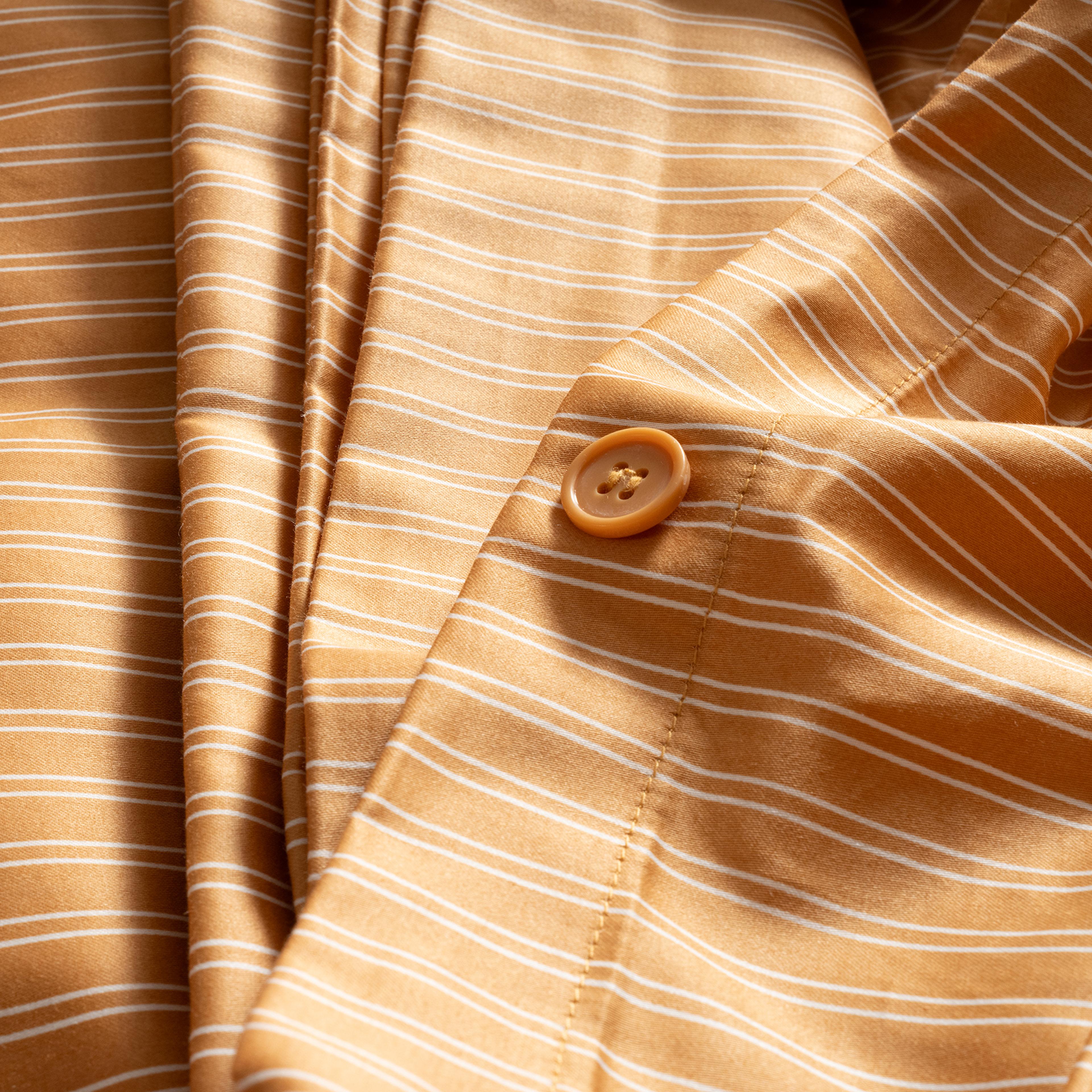 Solıd 300 Tc Çizgili Tek Kişilik Cam %100 Pamuk Saten Nevresim Seti 160x220 Cm Tarçın