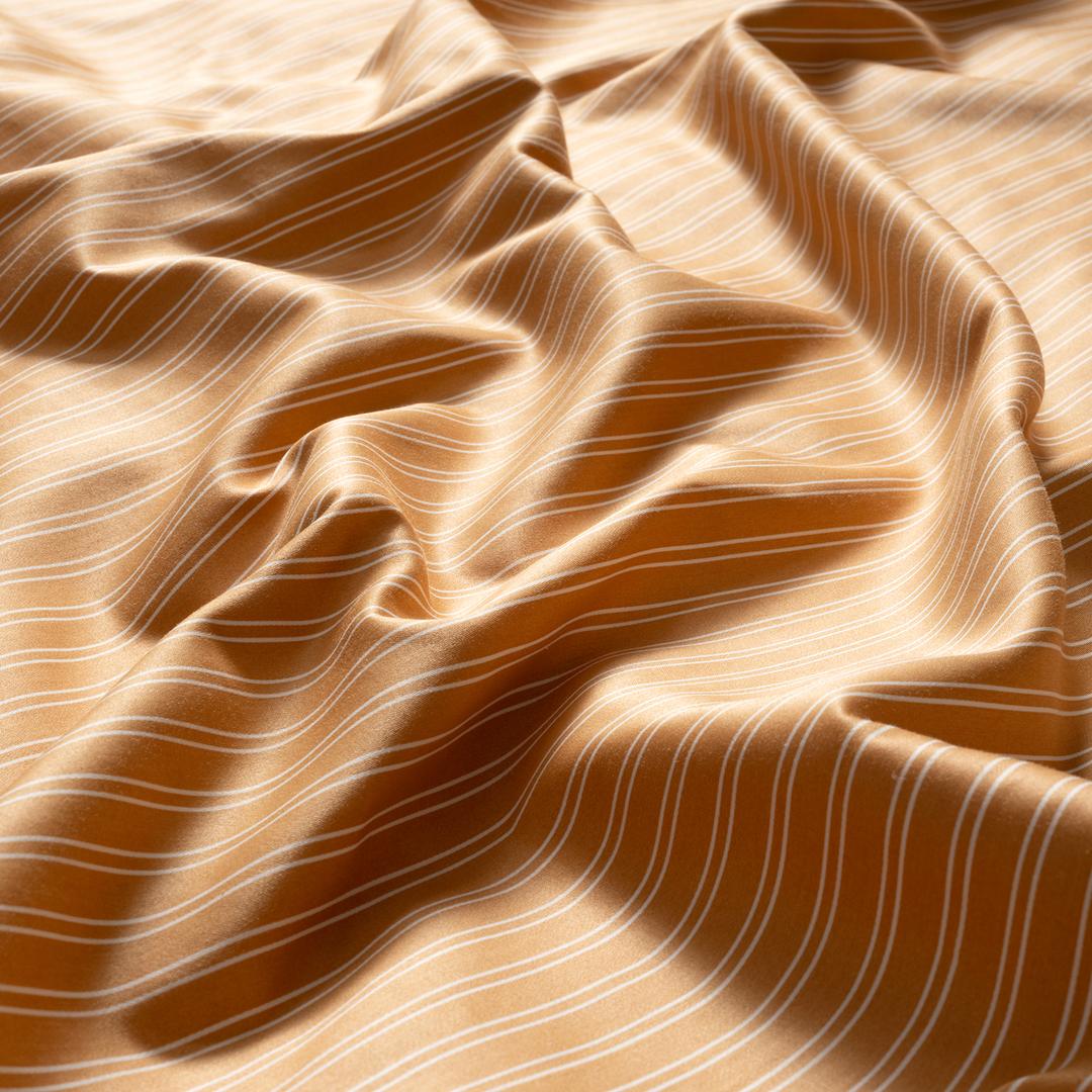 Solıd 300 Tc Çizgili Tek Kişilik Cam %100 Pamuk Saten Nevresim Seti 160x220 Cm Tarçın