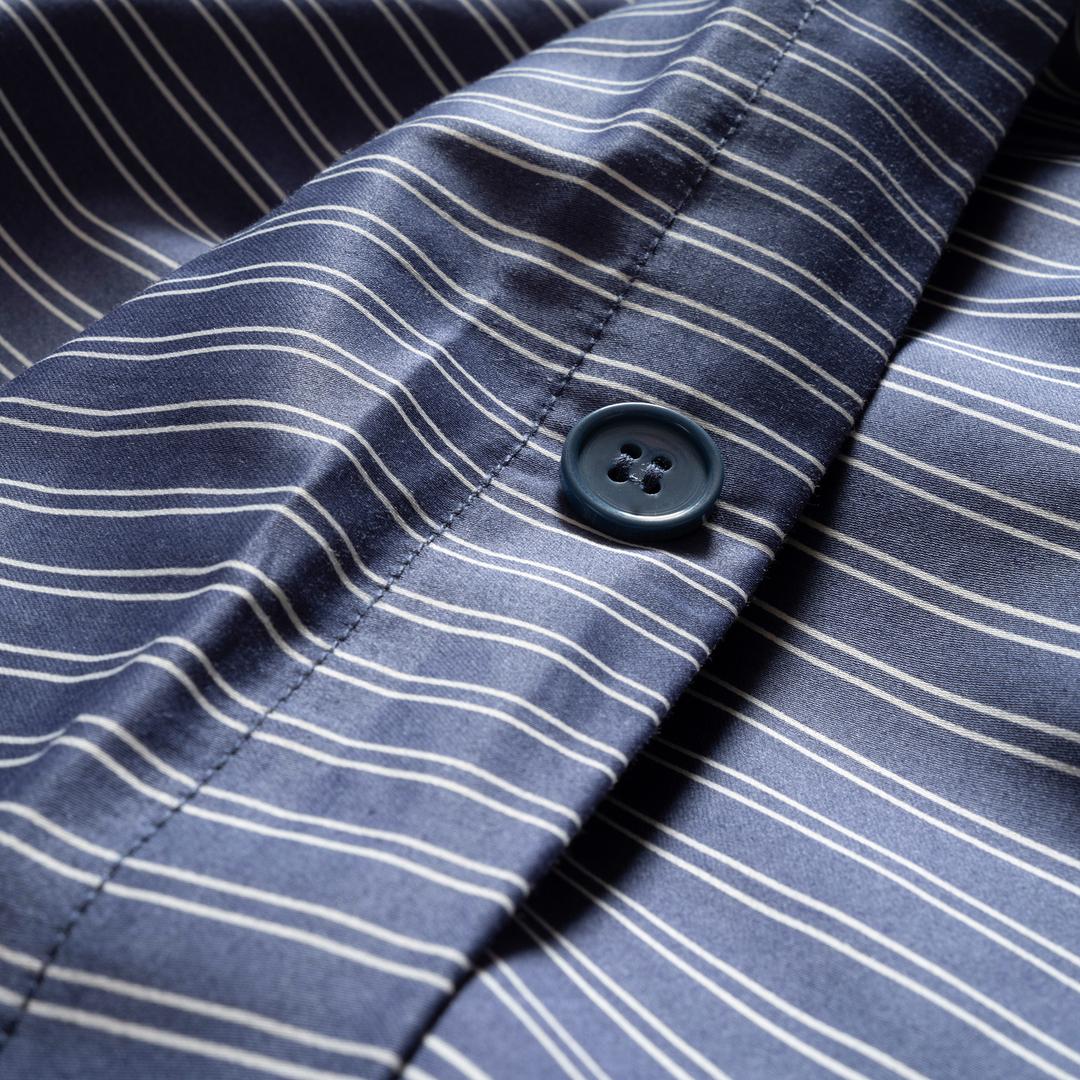 Solıd 300 Tc Çizgili Tek Kişilik Cam %100 Pamuk Saten Nevresim Seti 160x220 Cm Lacivert