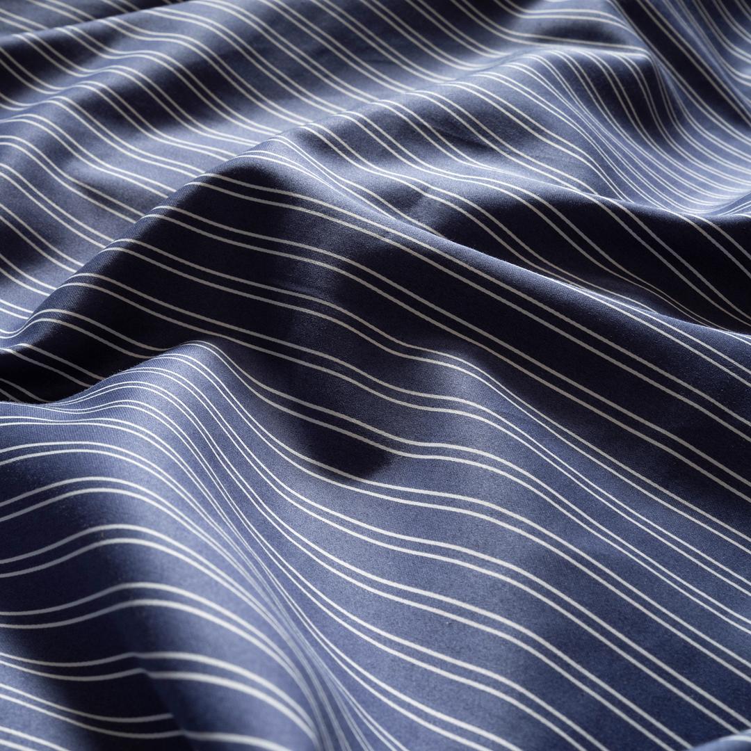 Solıd 300 Tc Çizgili Tek Kişilik Cam %100 Pamuk Saten Nevresim Seti 160x220 Cm Lacivert