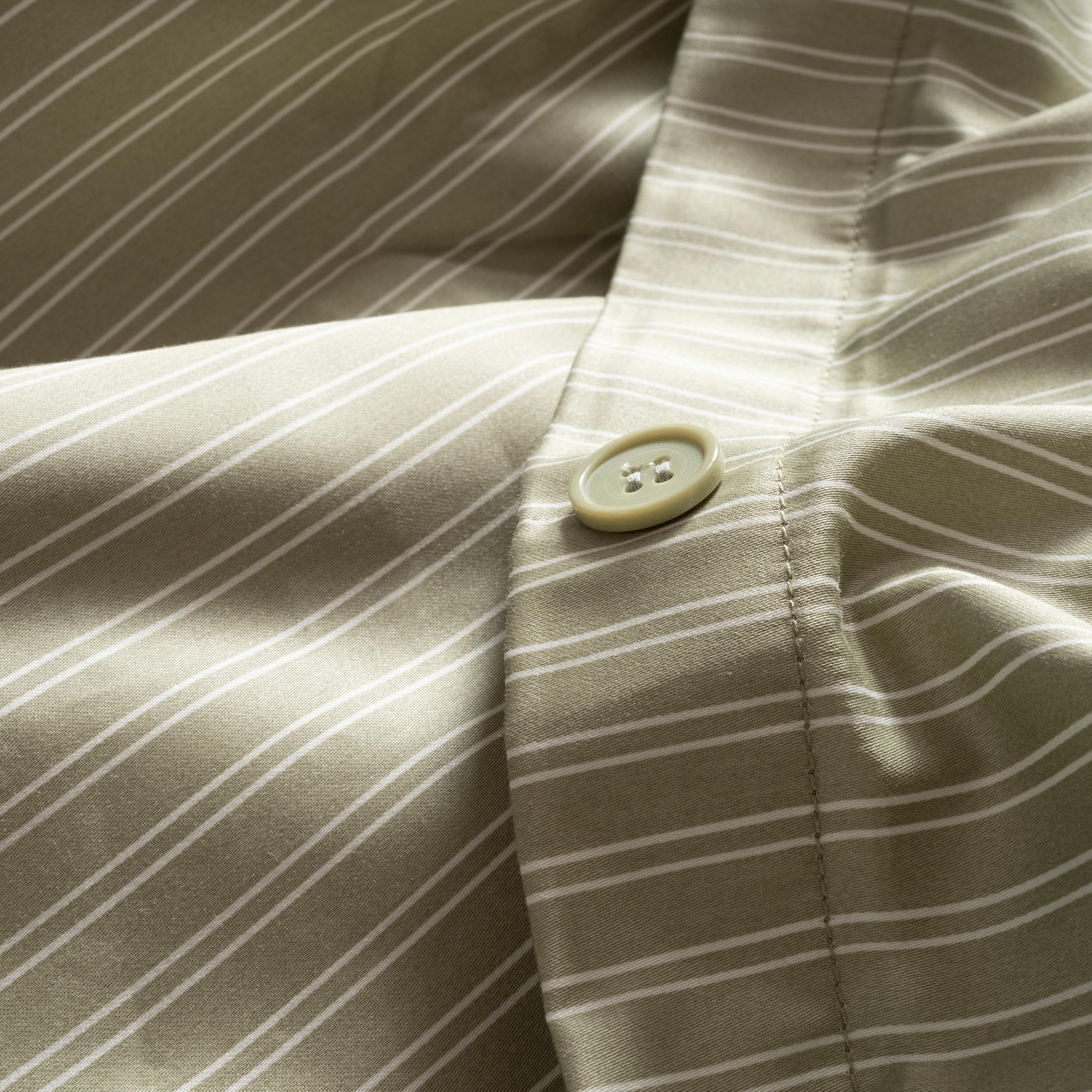 Solıd 300 Tc Çizgili Çift Kişilik Pamuk Saten %100 Pamuk Saten Nevresim Seti 200x220 Cm Yeşil