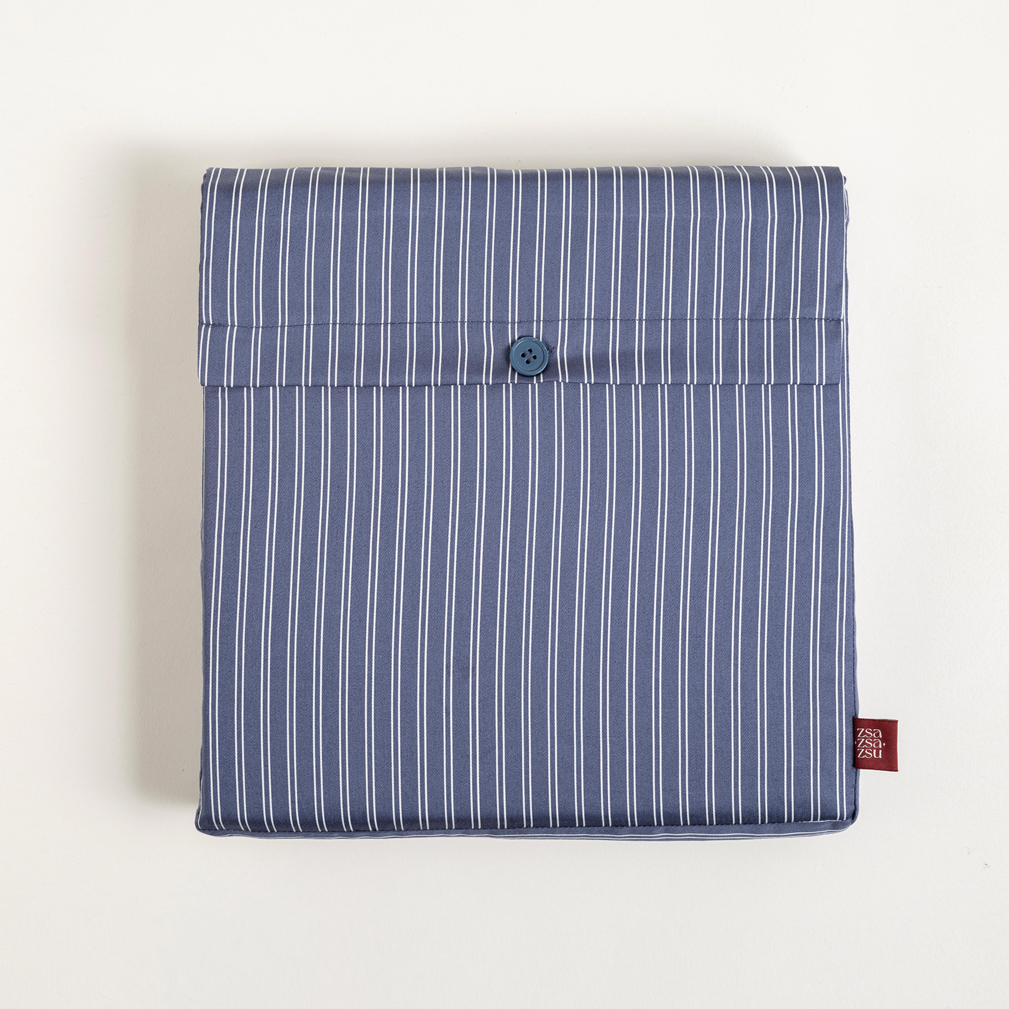 Solıd 300 Tc Çizgili Çift Kişilik Pamuk Saten %100 Pamuk Saten Nevresim Seti 200x220 Cm Lacivert