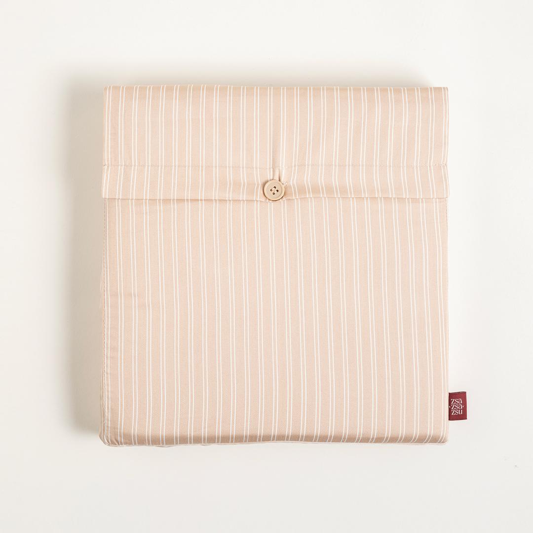 Solıd 300 Tc Çizgili Çift Kişilik Pamuk Saten %100 Pamuk Saten Nevresim Seti 200x220 Cm Kum Rengı