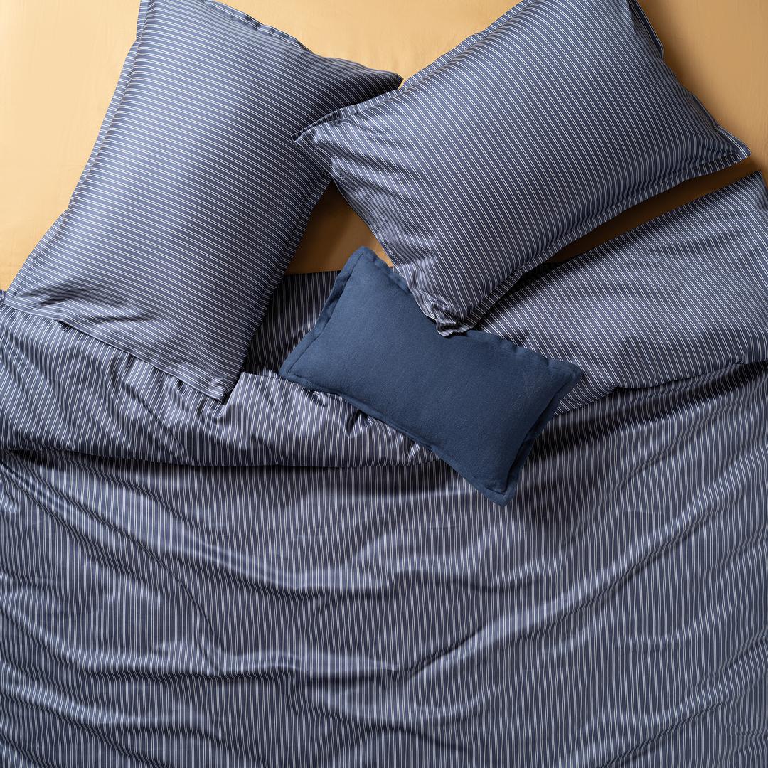 Solıd 300 Tc Çizgili Kıng Sıze Pamuk Saten %100 Pamuk Saten Nevresim Seti 240x220 Cm Lacivert