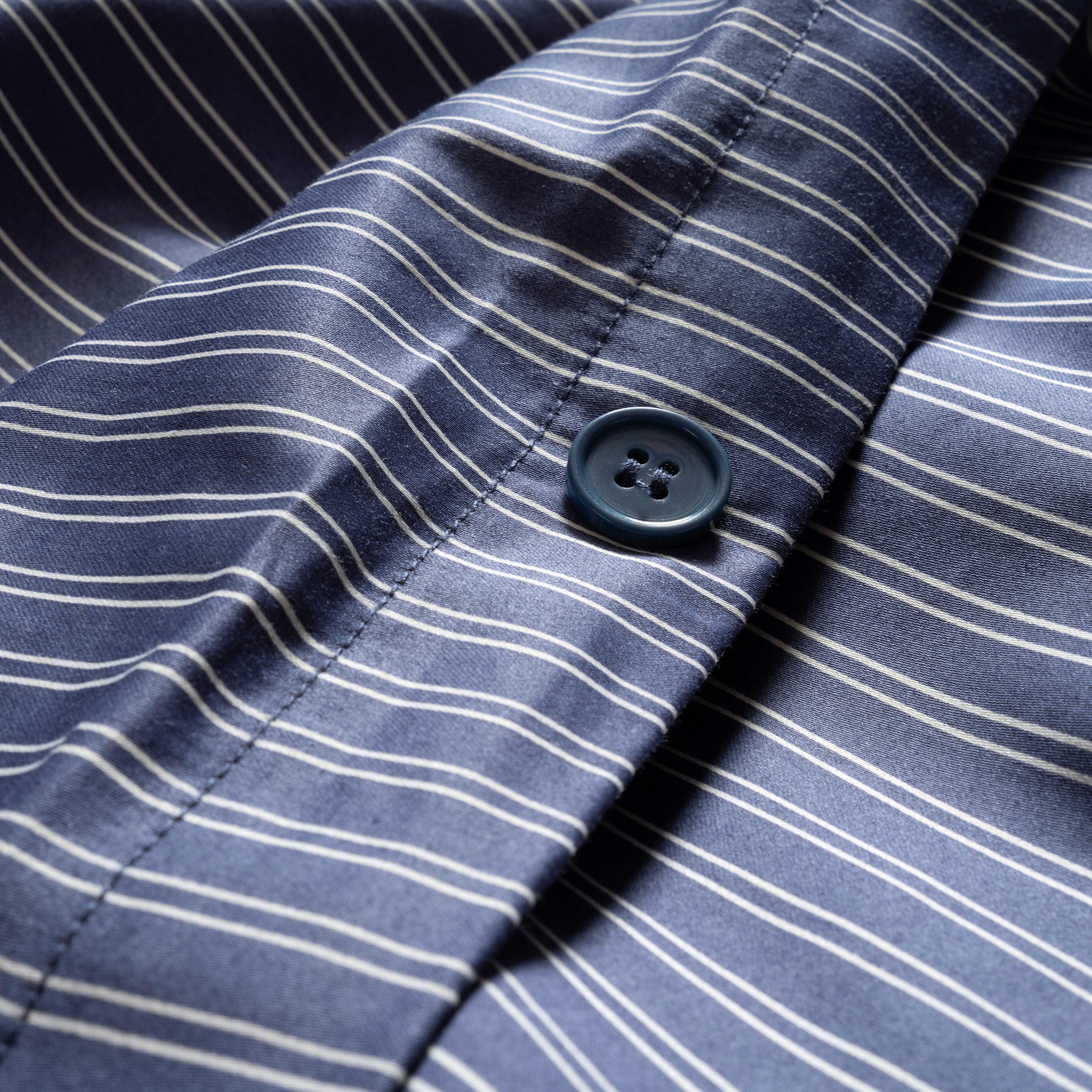 Solıd 300 Tc Çizgili Kıng Sıze Pamuk Saten %100 Pamuk Saten Nevresim Seti 240x220 Cm Lacivert