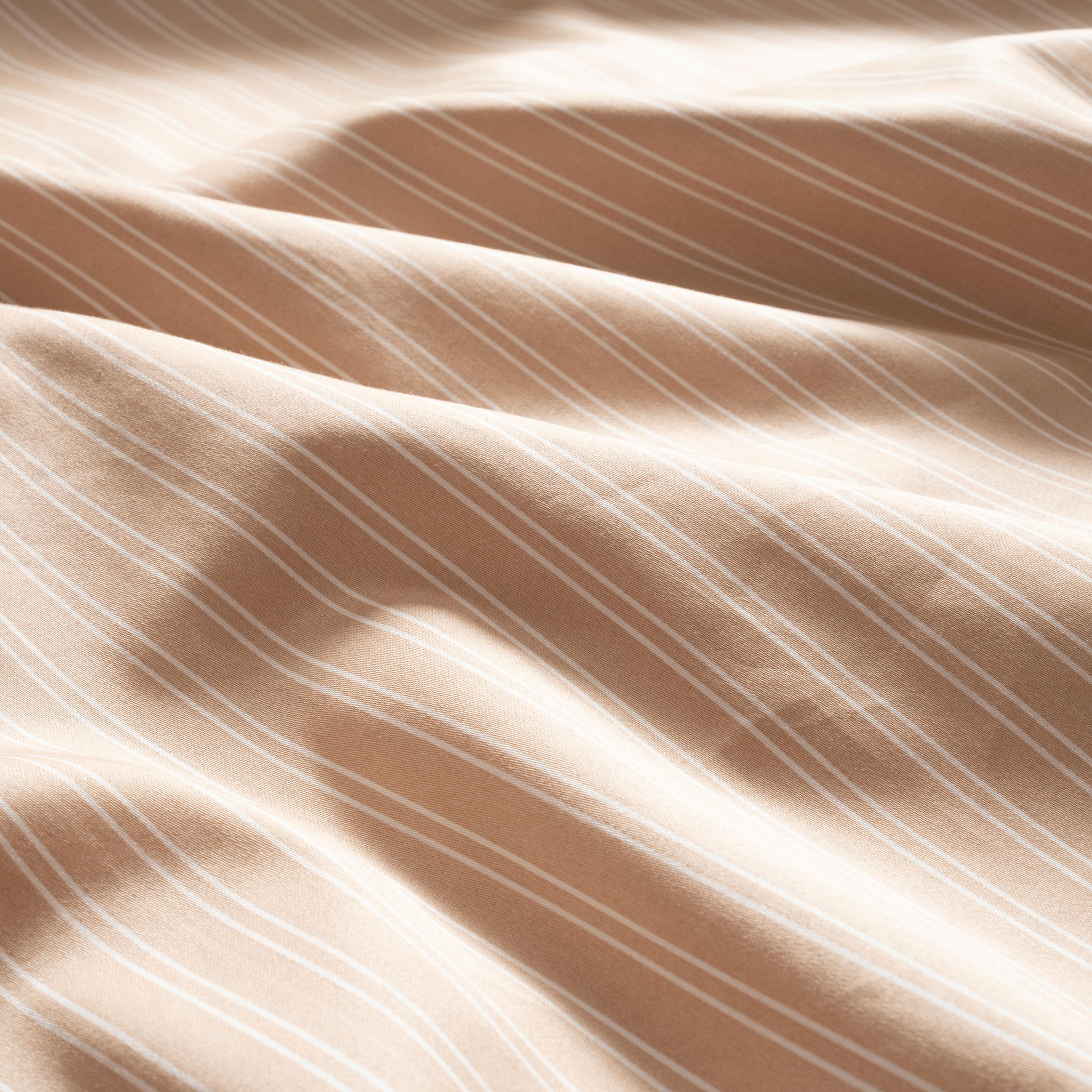 Solıd 300 Tc Çizgili Kıng Sıze Pamuk Saten %100 Pamuk Saten Nevresim Seti 240x220 Cm Kum Rengı