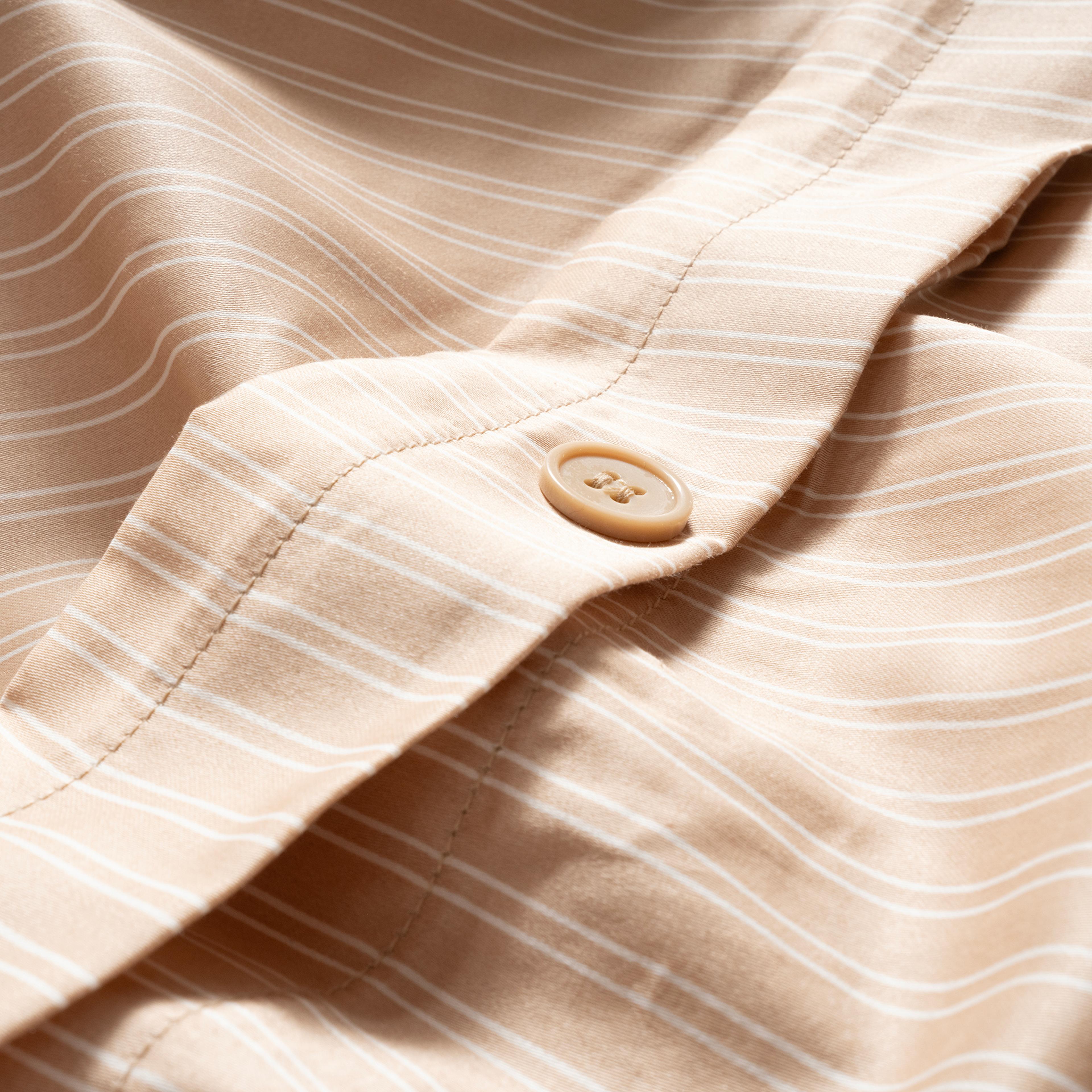 Solıd 300 Tc Çizgili E.kıng Sıze Pamuk Saten %100 Pamuk Saten Nevresim Seti 260x220 Cm Kum Rengı