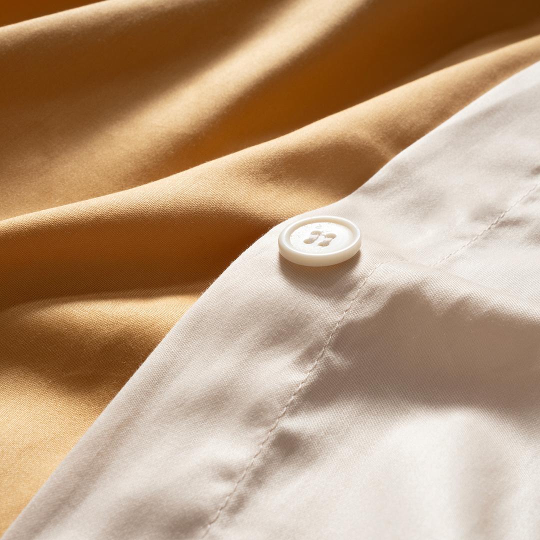 Solıd 300 Tc Çift Taraflı Tek Kişilik Pamuk Saten %100 Pamuk Saten Nevresim Seti 160x220 Cm Sarı - Krem