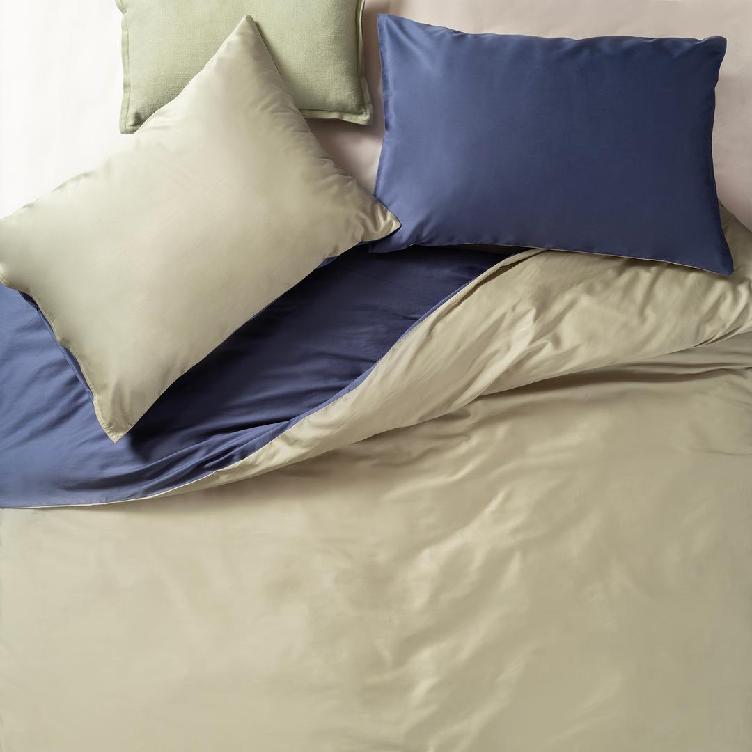 Solıd 300 Tc Çift Taraflı Tek Kişilik Pamuk Saten %100 Pamuk Saten Nevresim Seti 160x220 Cm Lacıvert-yeşil