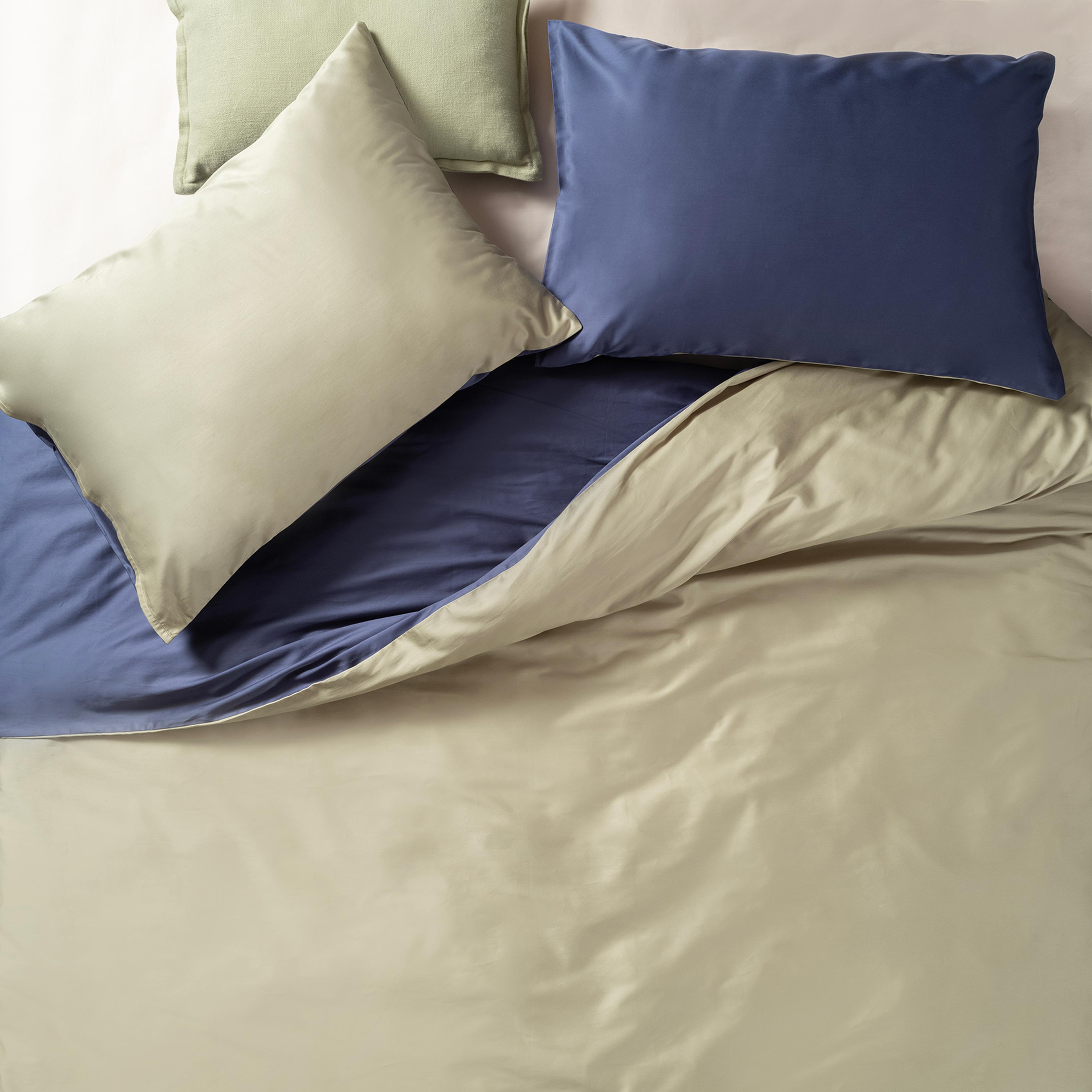 Solıd 300 Tc Çift Taraflı Kıng Sıze Pamuk Saten %100 Pamuk Saten Nevresim Seti 240x220 Cm Lacıvert - Yeşil