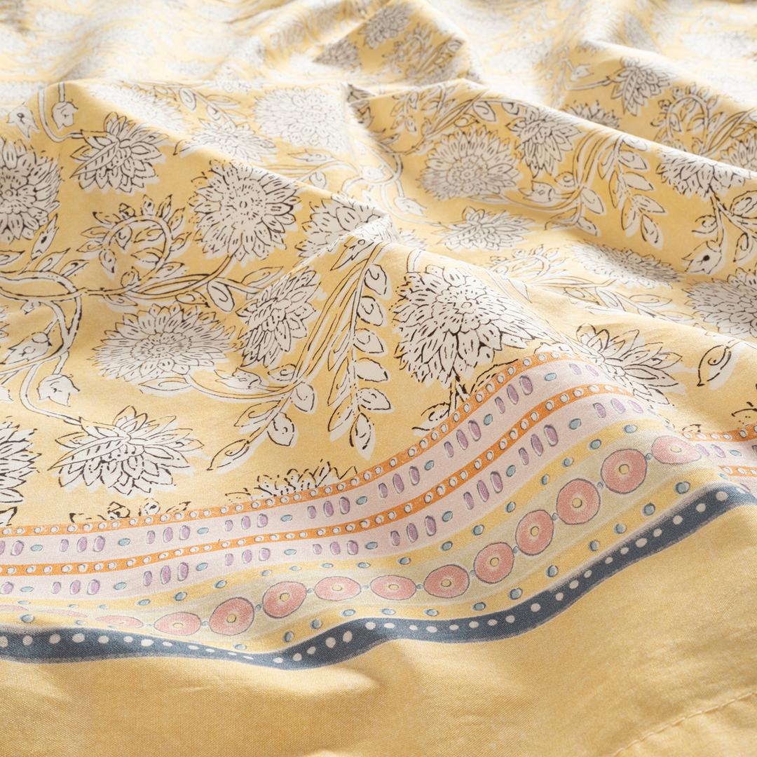 Lahor Yıkamalı 200 Tc Percale Kıng Sıze Pamuk %100 Pamuk Nevresim Seti 240x220 Cm Sarı