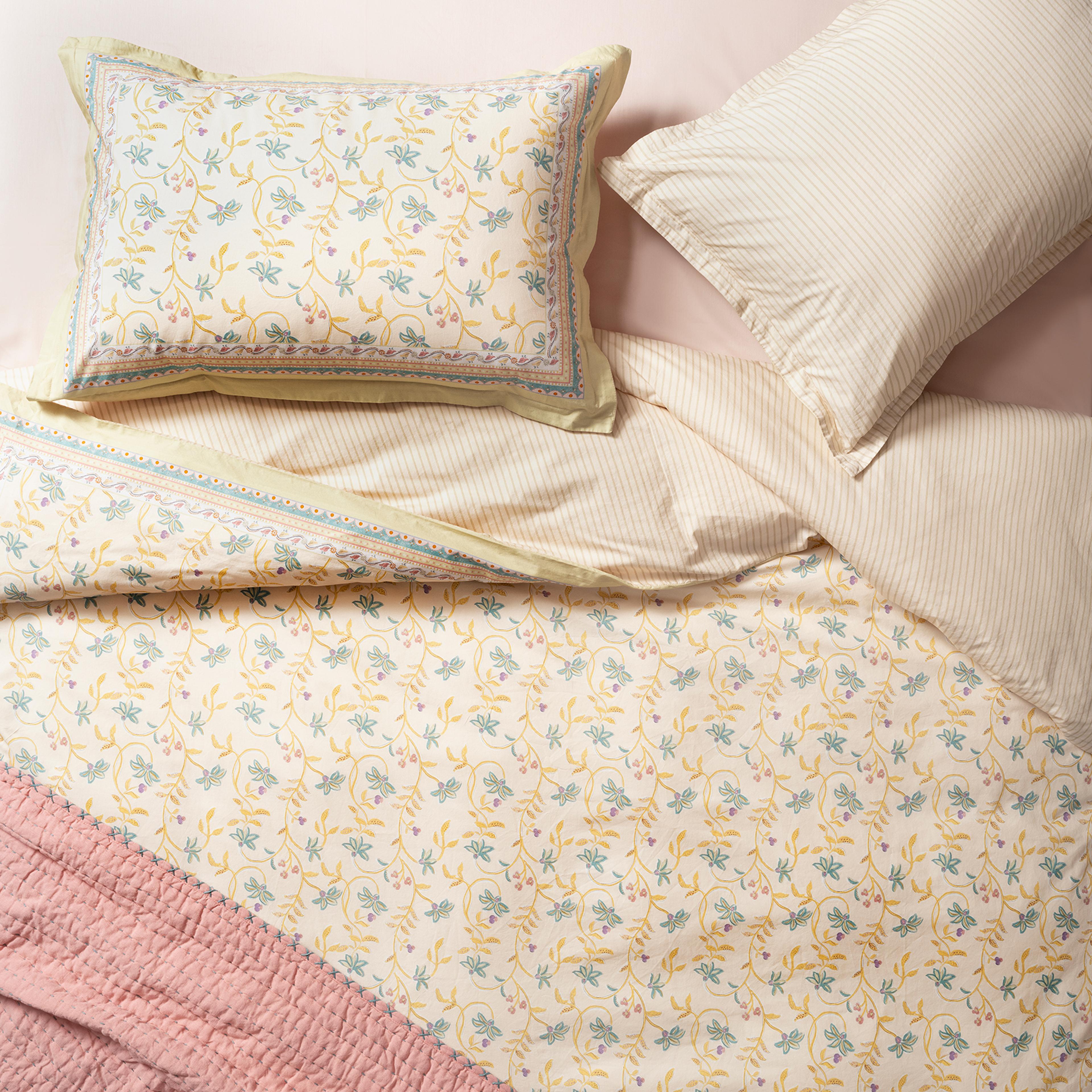 Lahor Yıkamalı 200 Tc Percale Kıng Sıze Pamuk %100 Pamuk Nevresim Seti 240x220 Cm Bej