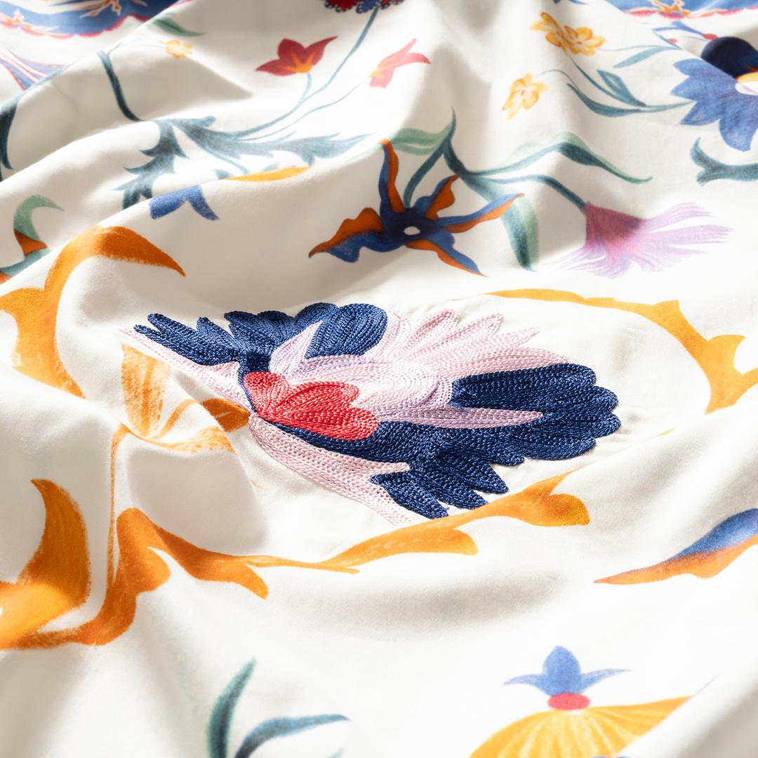 Lahor Nakışlı Baskılı 300 Tc Saten Çift Kişilik Pamuk Saten %100 Pamuk Nevresim Seti 200x220 Cm Renkli