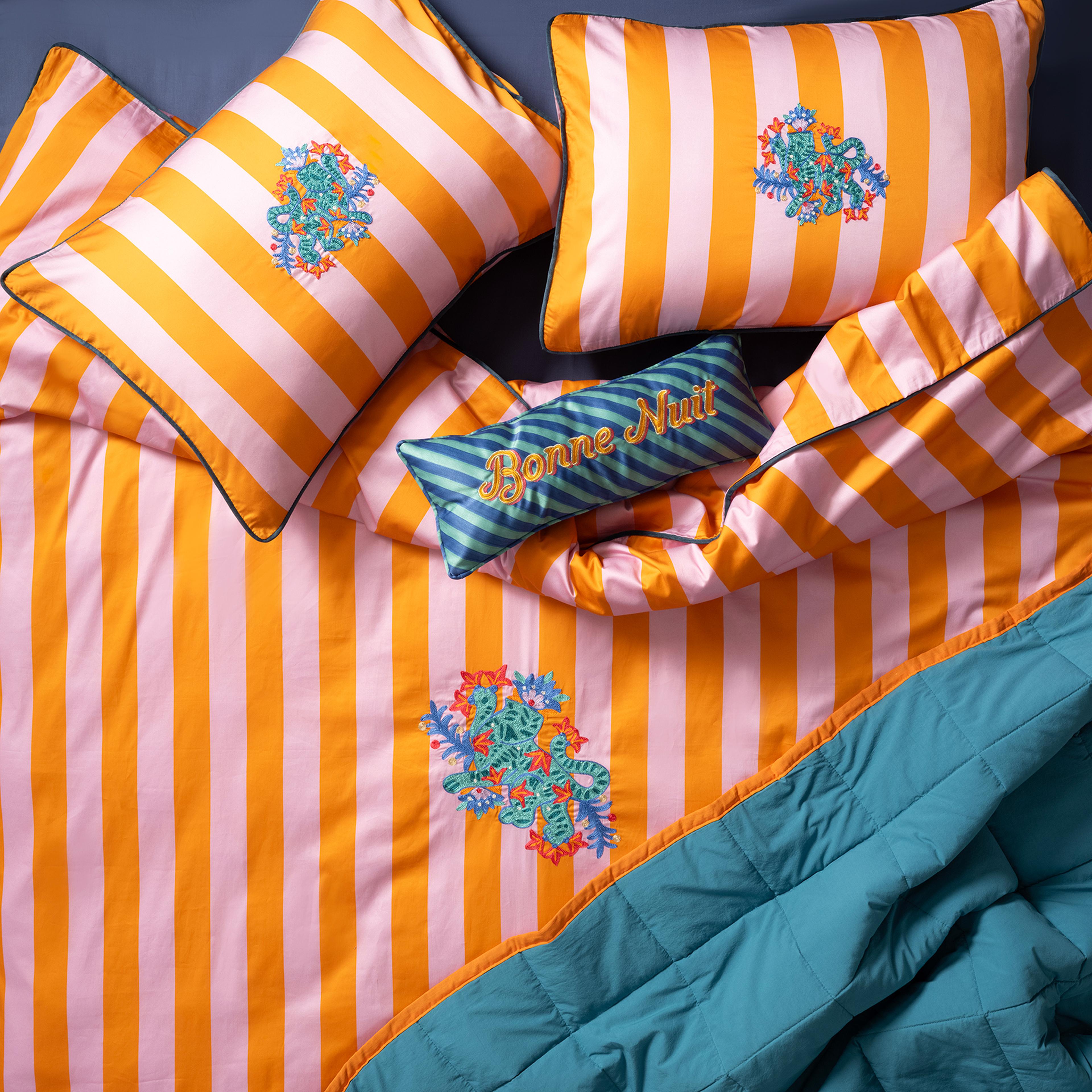 Lahor Nakışlı 300 Tc Saten Kıng Sıze Pamuk Saten %100 Pamuk Nevresim Seti 240x220 Cm Turuncu - Pembe