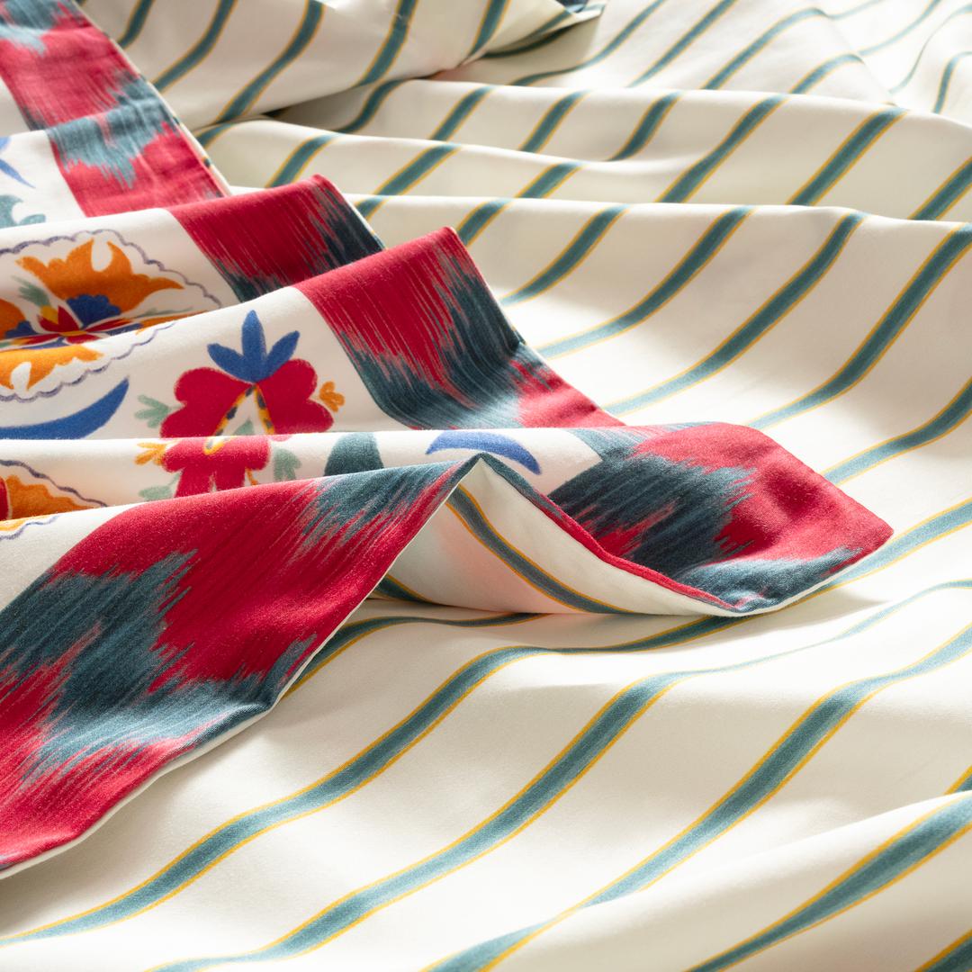 Lahor Nakışlı Baskılı 300 Tc Saten E.kıng Sıze Pamuk Saten %100 Pamuk Nevresim Seti 260x220 Cm Renkli