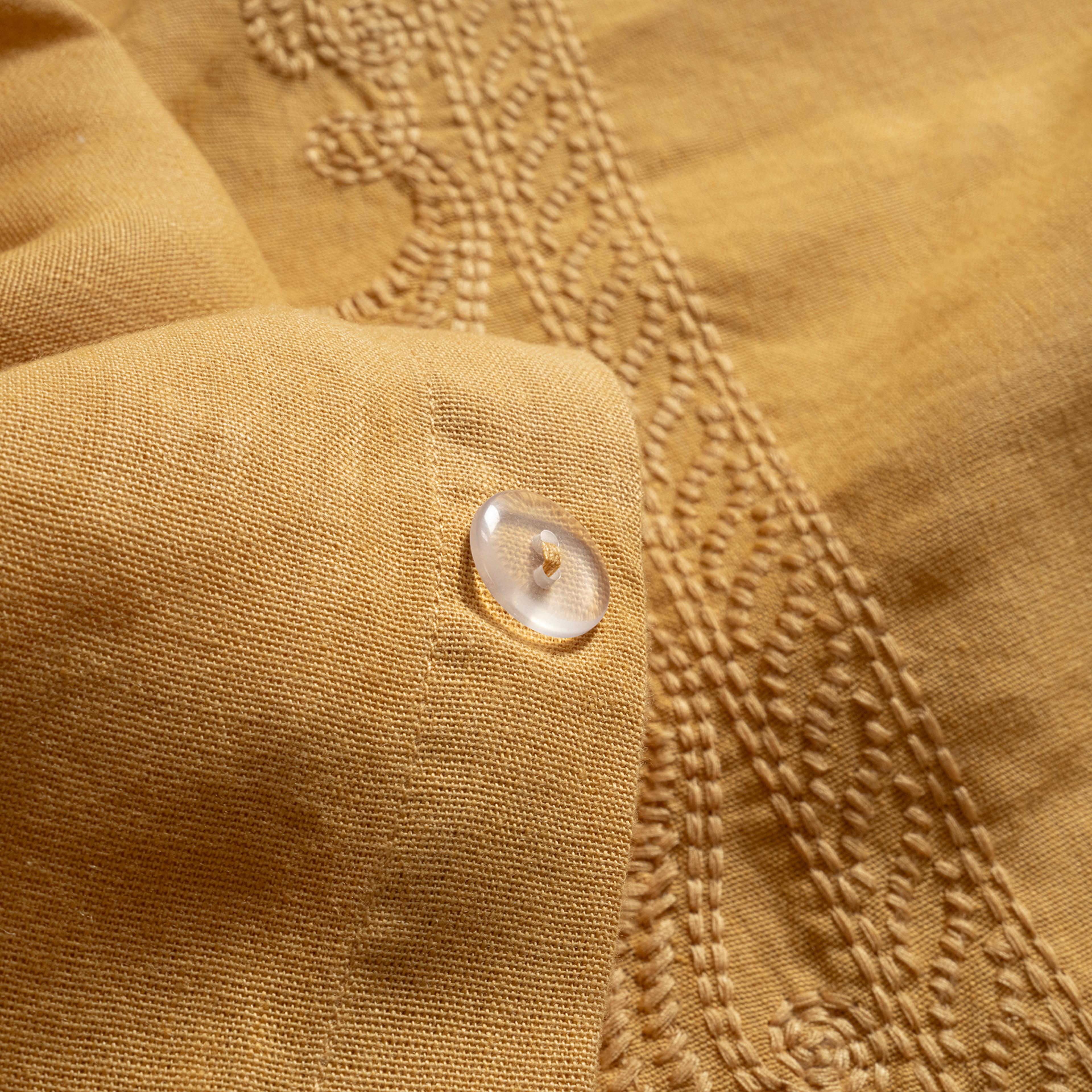 Mıno Nakışlı Çift Kişilik Pamuk Pamuk Keten Nevresim Seti 200x220 Cm Sarı