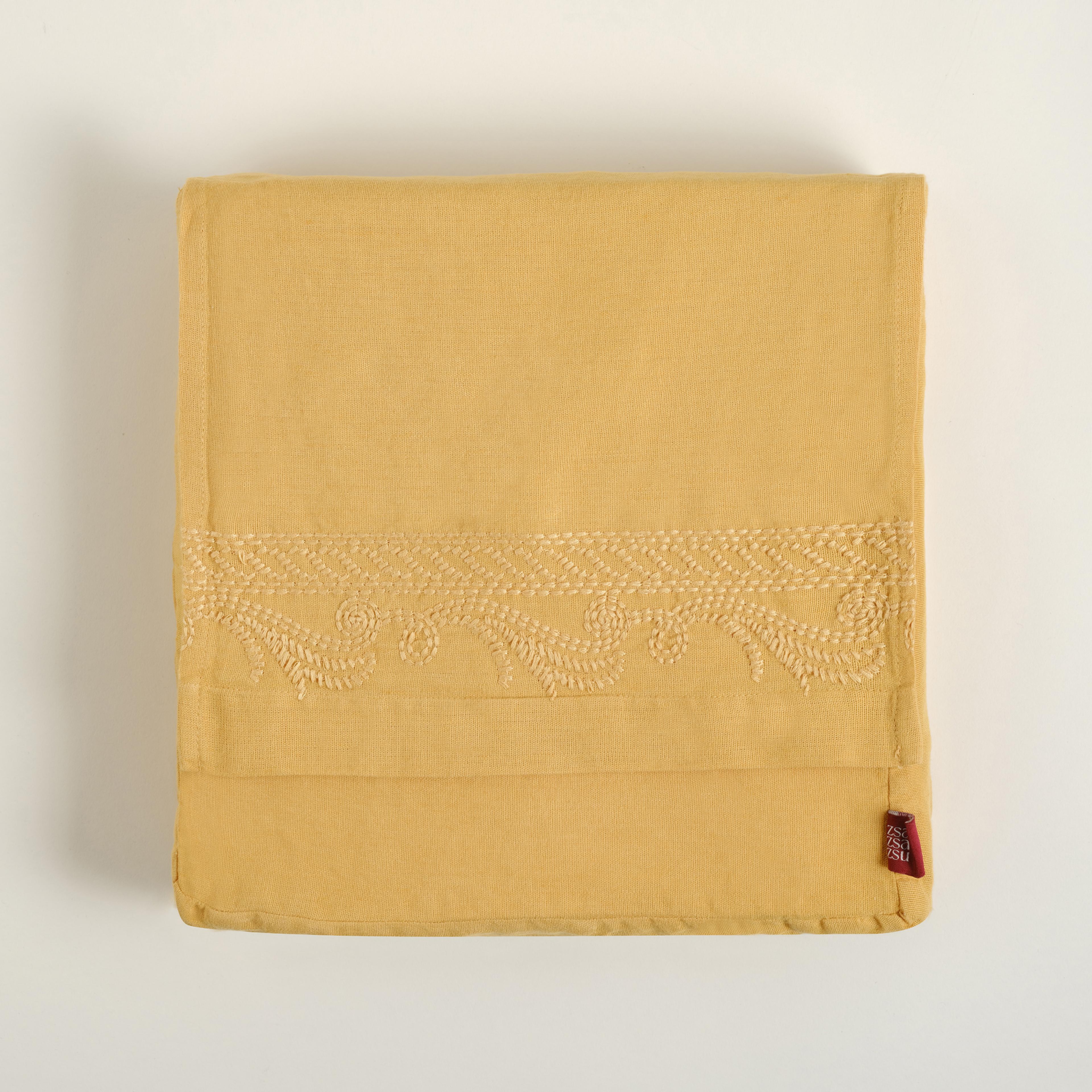 Mıno Nakışlı Kıng Sıze Pamuk Pamuk Keten Nevresim Seti 240x220 Cm Sarı