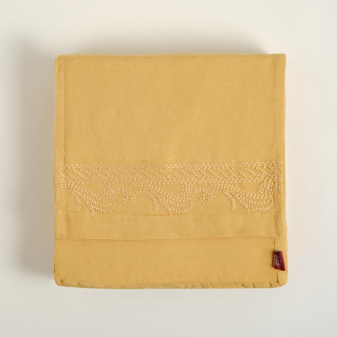 Mıno Nakışlı E.kıng Sıze Pamuk Pamuk Keten Nevresim Seti 260x220 Cm Sarı