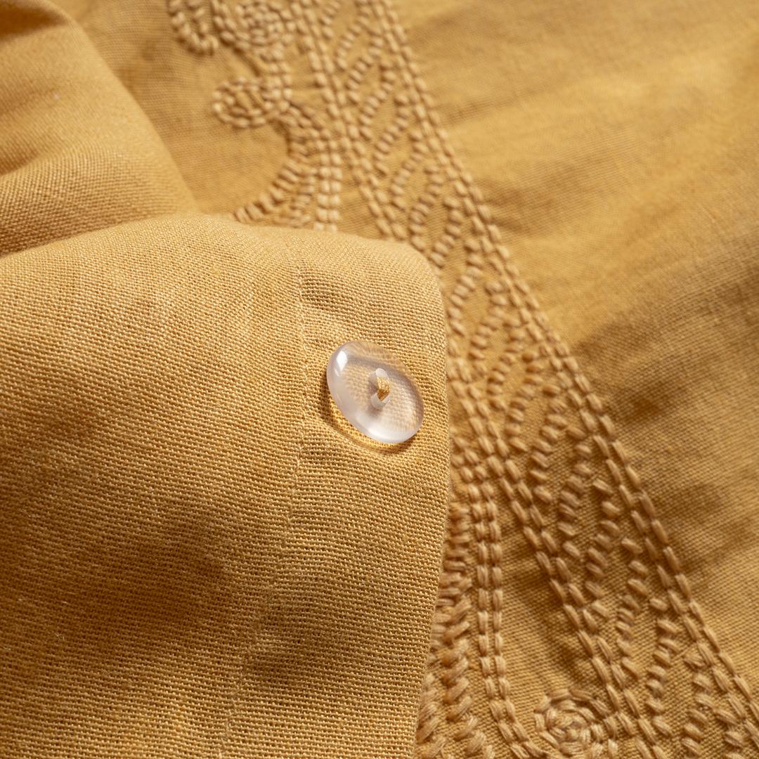 Mıno Nakışlı E.kıng Sıze Pamuk Pamuk Keten Nevresim Seti 260x220 Cm Sarı