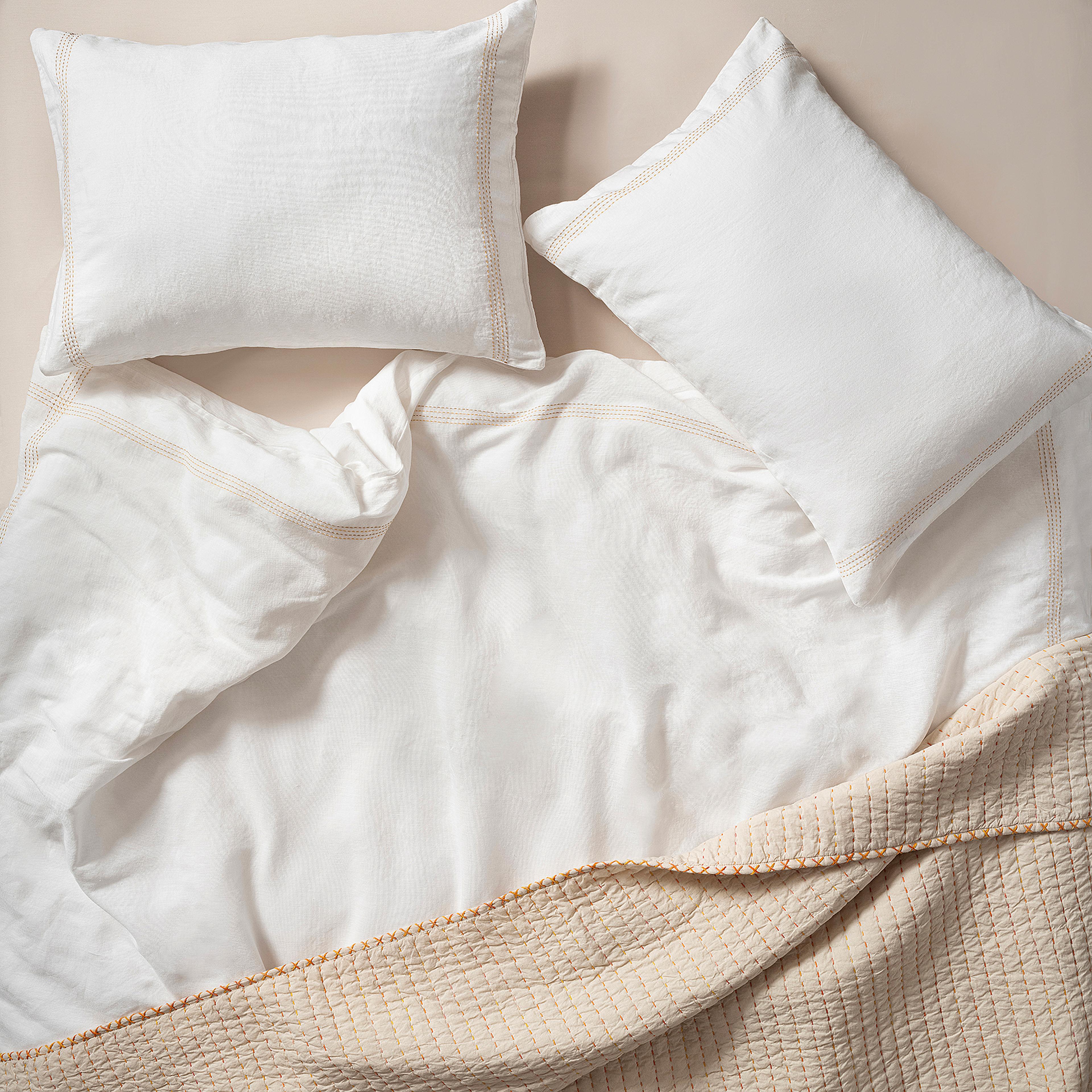 Mıno Süs Dikişli Kıng Sıze Pamuk Pamuk Keten Nevresim Seti 240x220 Cm Natural