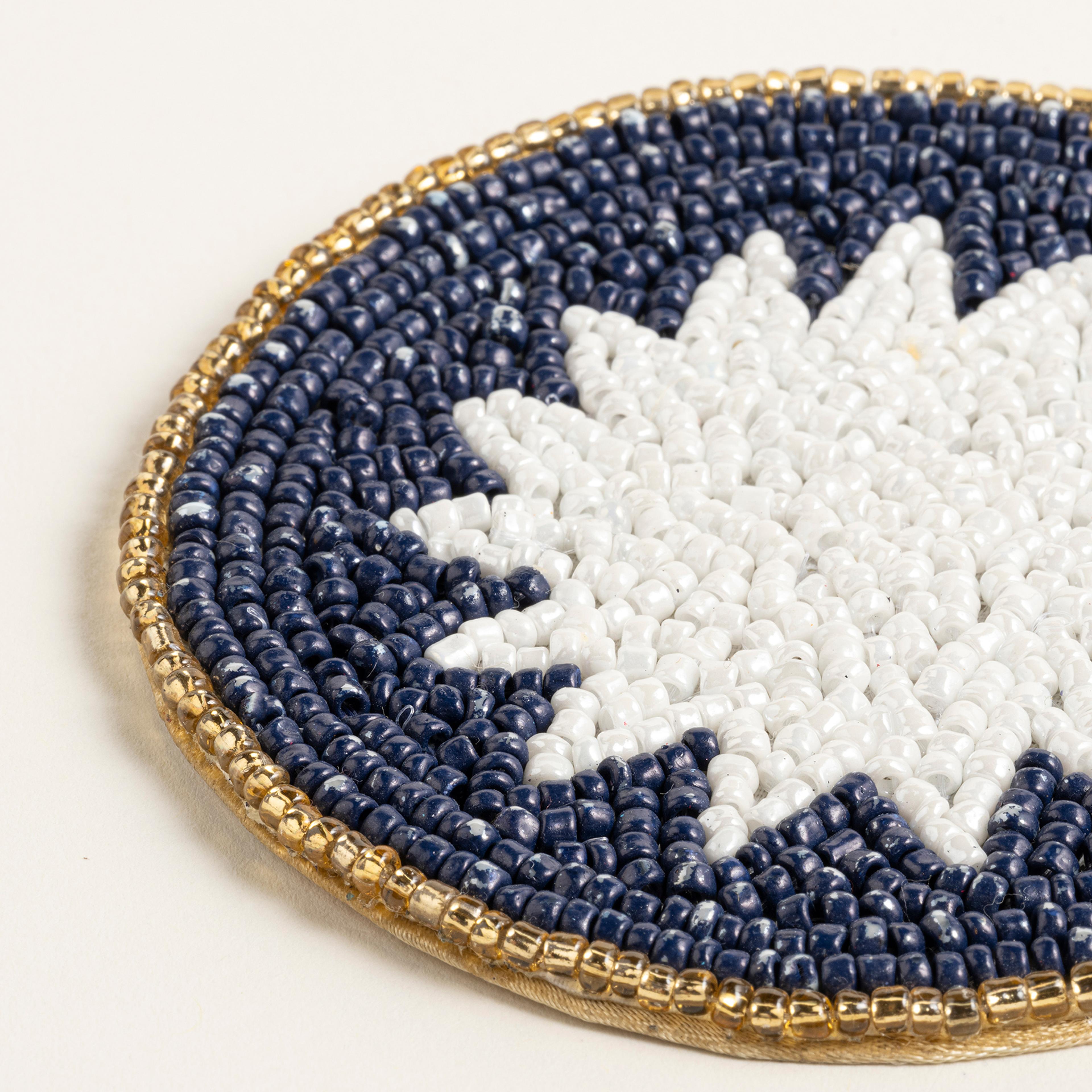 Khanpur Cam Boncuk Bardak Altlığı 10 Cm Mavi-beyaz