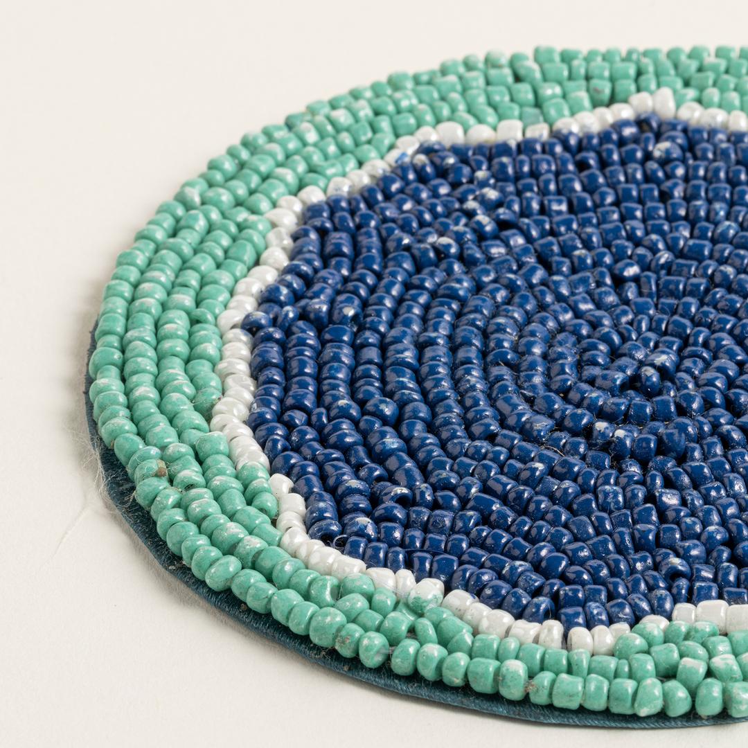 Khanpur Cam Boncuk Bardak Altlığı 10 Cm Yeşil - Mavi